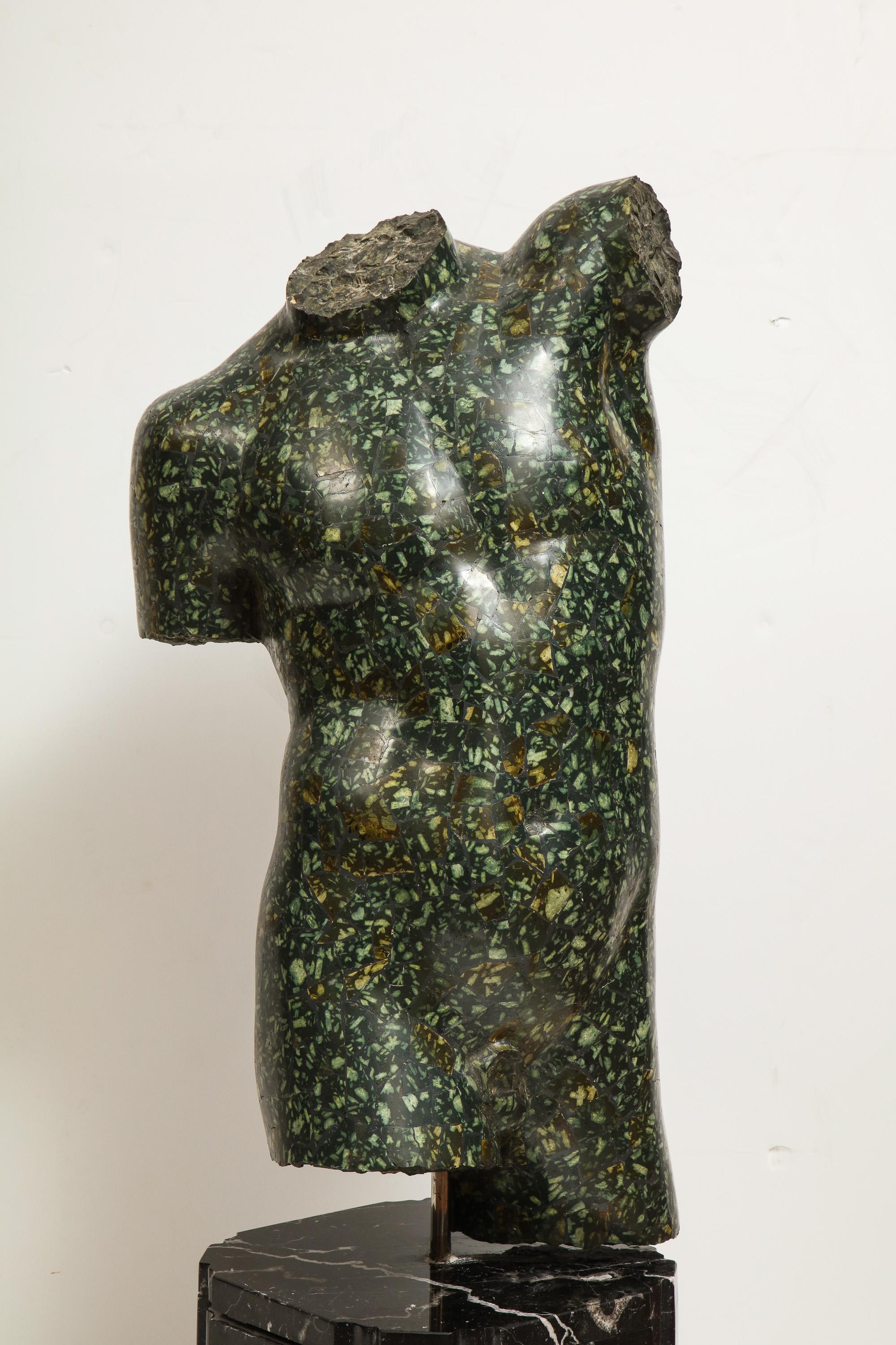 Large Neoclassical Italian Green Porphyry Veneered Male Torso, After the Antique 9