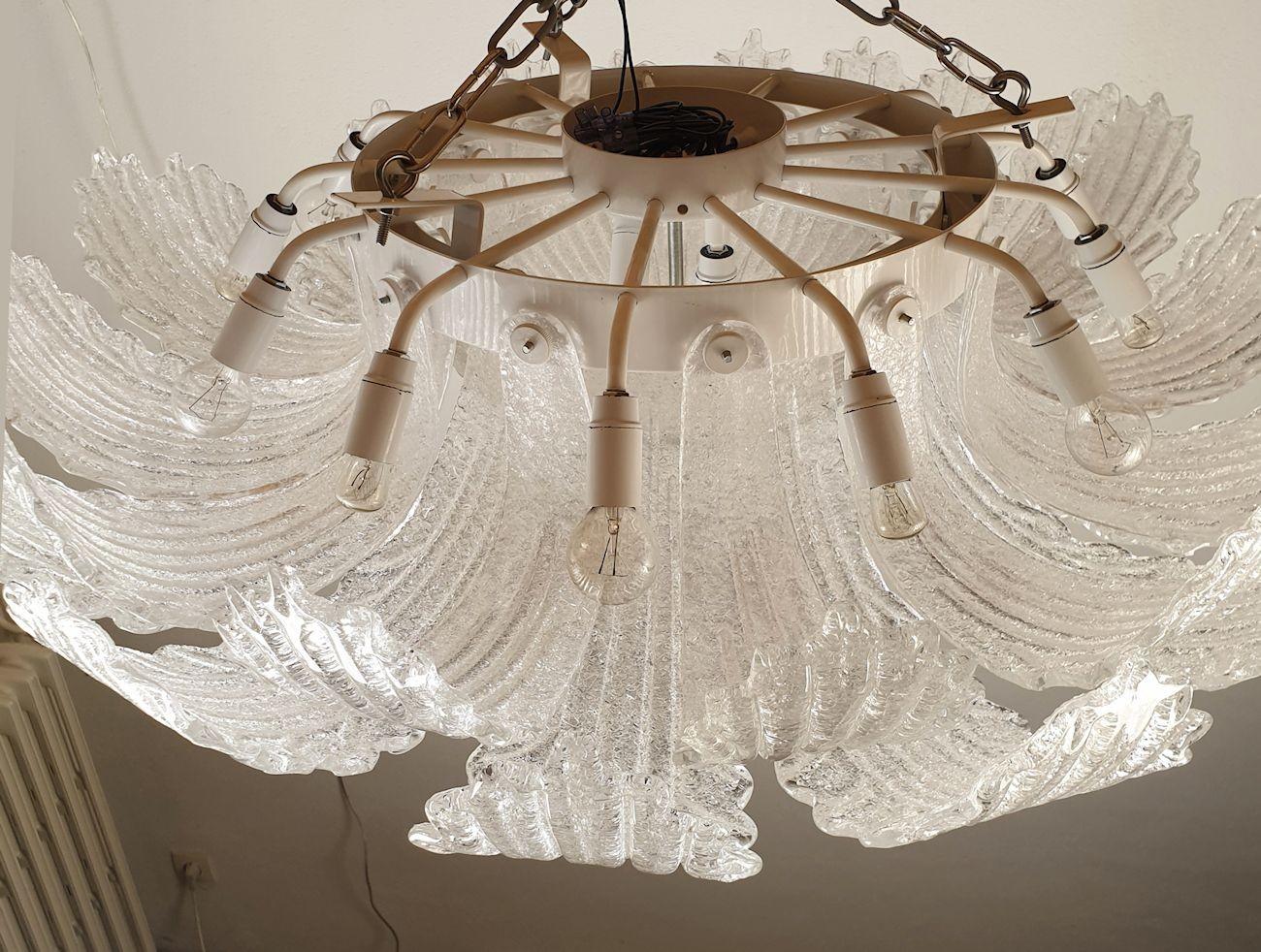 Large Murano glass flush mount chandelier, Barovier style 3