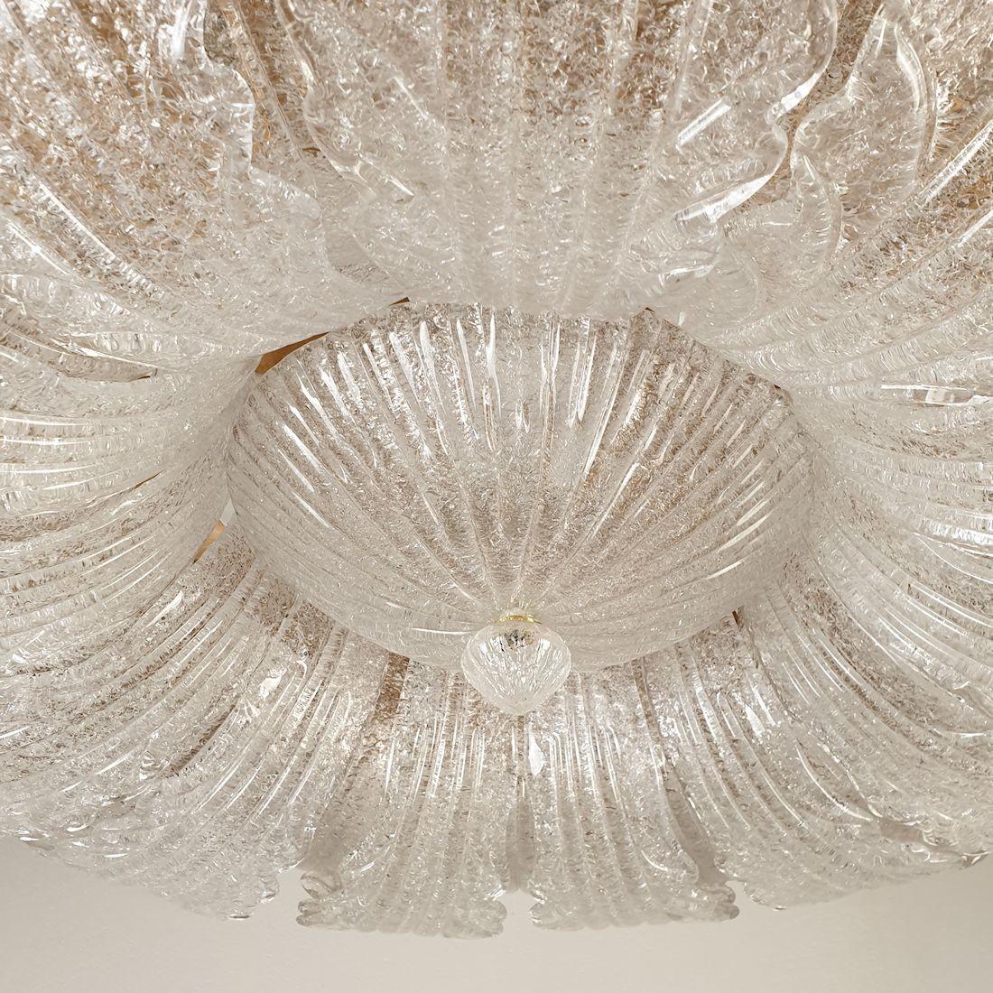 Murano Glass Large Murano glass flush mount chandelier, Barovier style