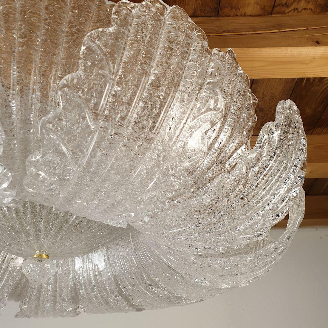 Large Murano glass flush mount chandelier, Barovier style 1