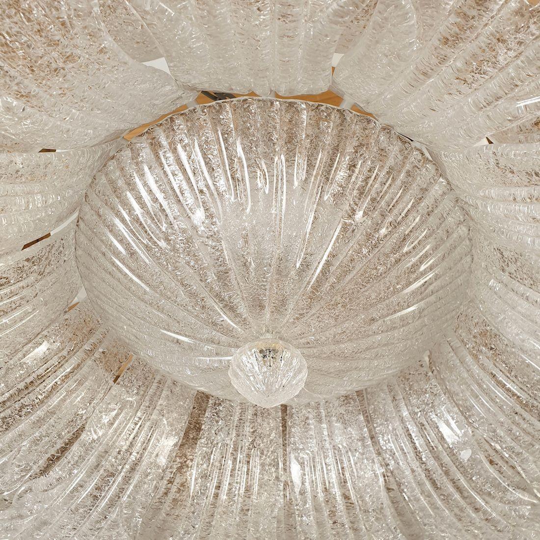 Large Murano glass flush mount chandelier, Barovier style 2