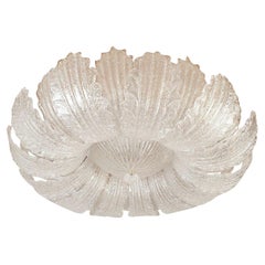 Large Murano glass flush mount chandelier, Barovier style