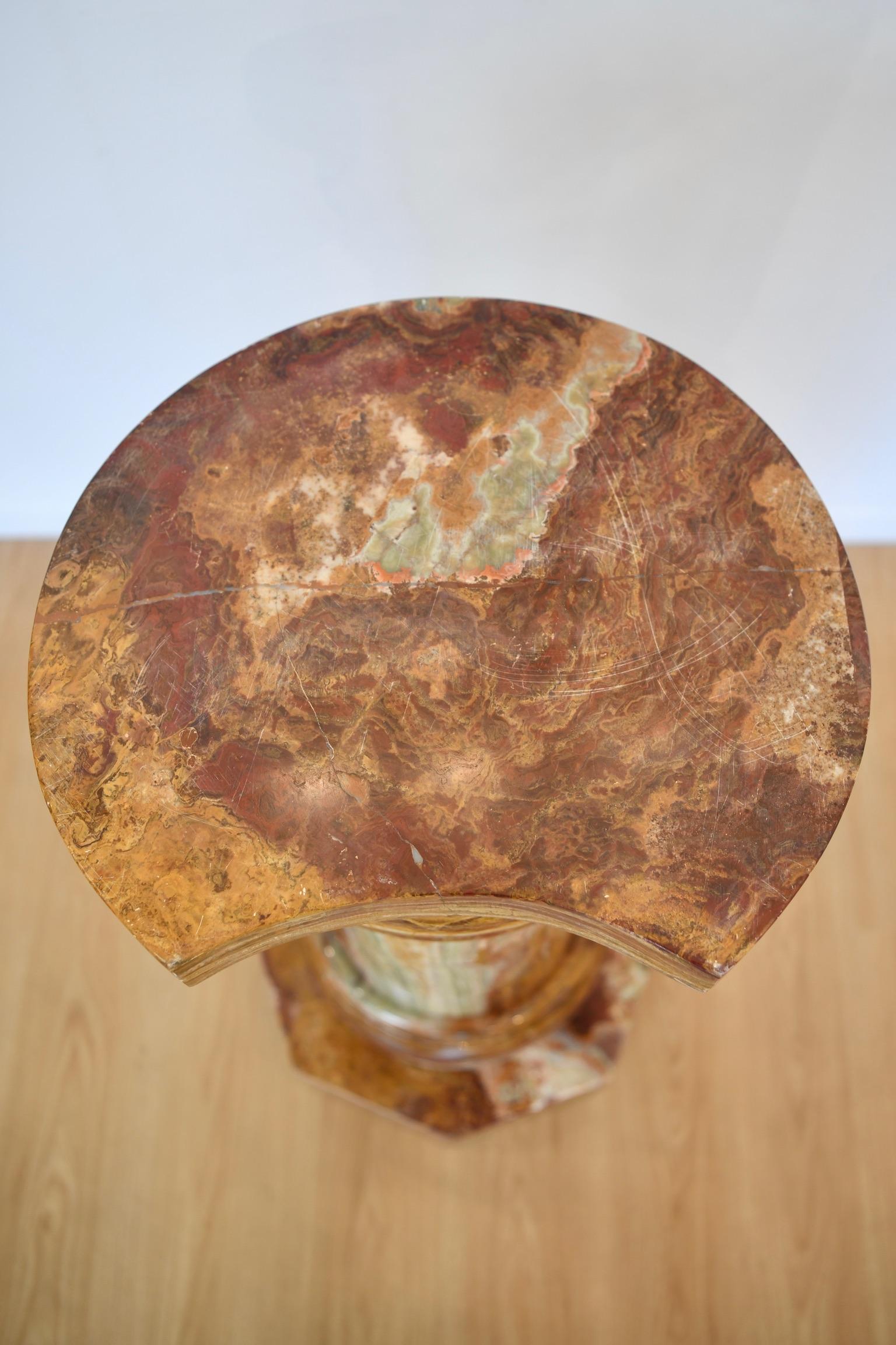 Marble Large Neoclassical Onyx Pedestal For Sale
