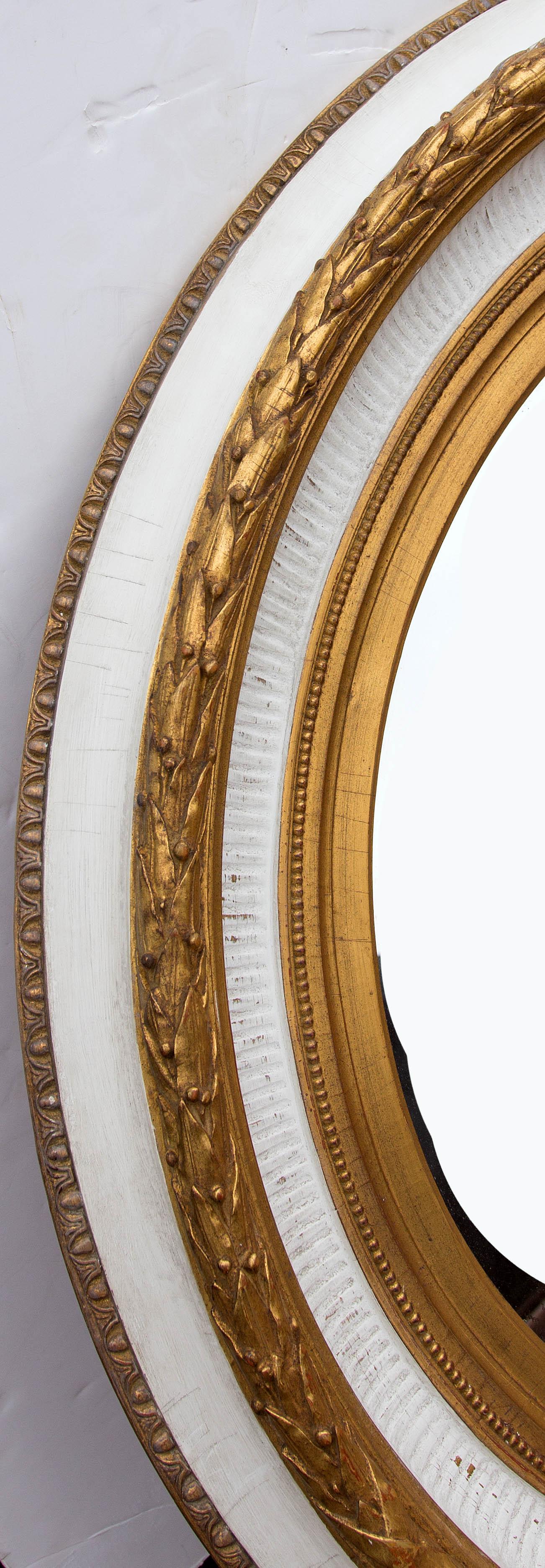 20th Century Very Large Neoclassical Painted and Parcel-Gilt Mirror