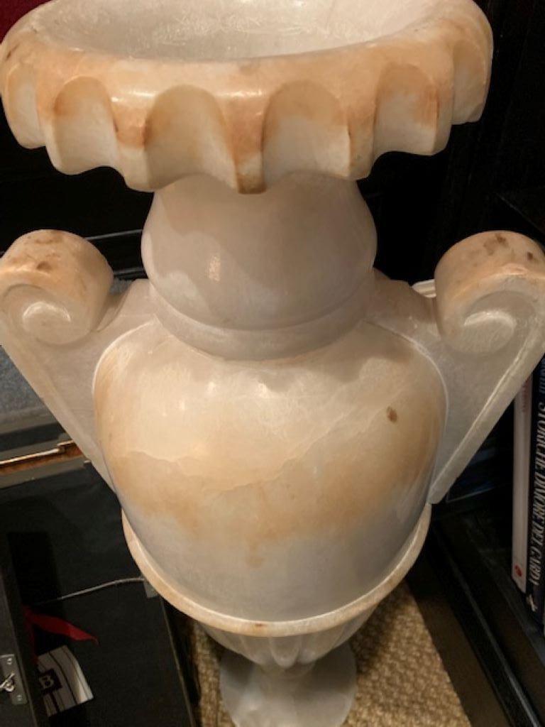 Mid-20th Century Large Neoclassical Style Alabaster Amphora Lamp, Featuring Interior Light Sour