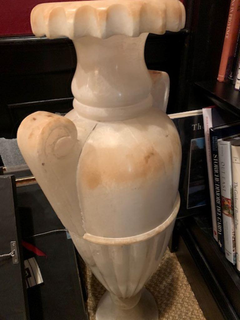 Large Neoclassical Style Alabaster Amphora Lamp, Featuring Interior Light Sour 1