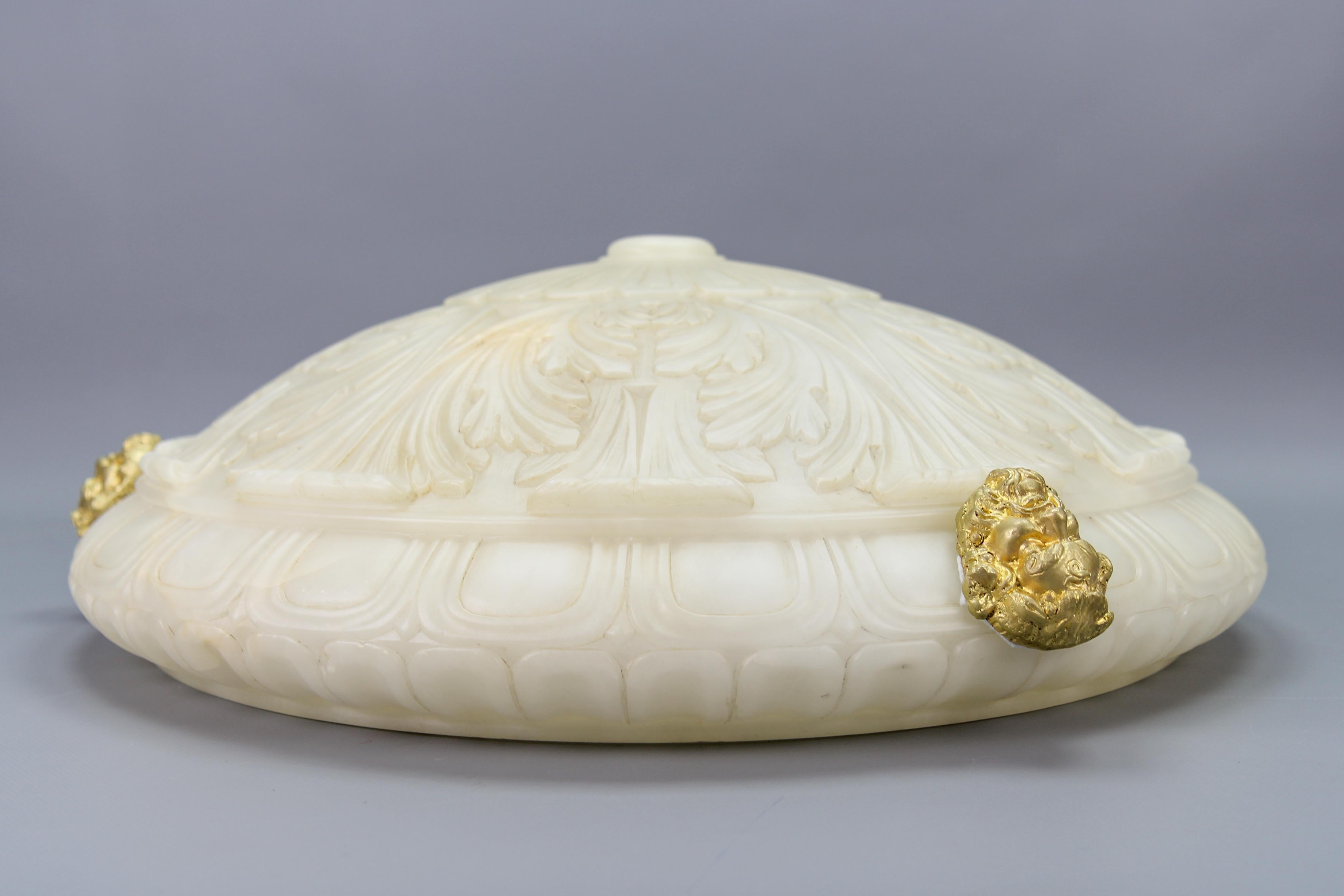 Large Neoclassical Style Alabaster and Bronze Pendant Light Fixture, ca. 1890 For Sale 9