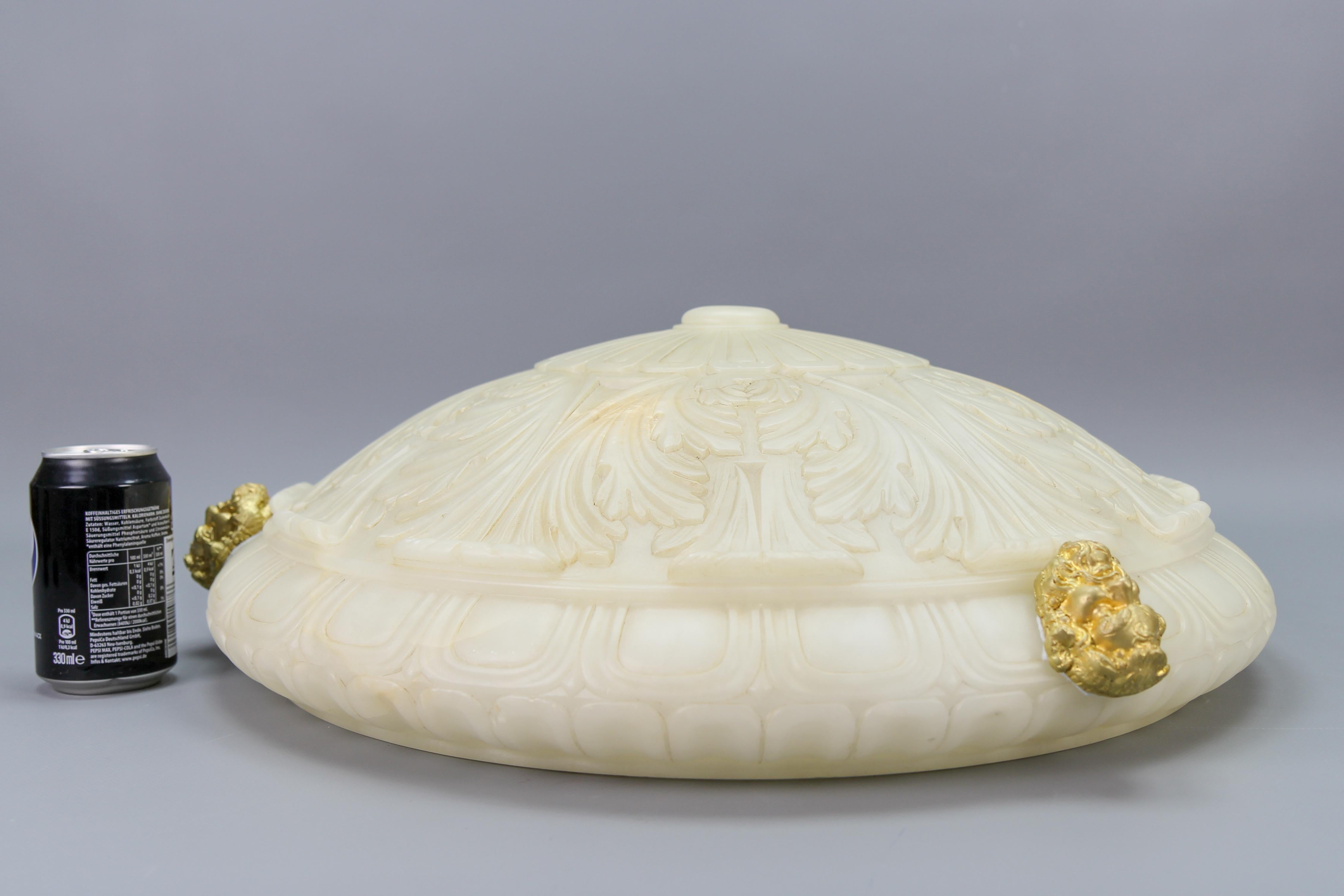Large Neoclassical Style Alabaster and Bronze Pendant Light Fixture, ca. 1890 For Sale 11