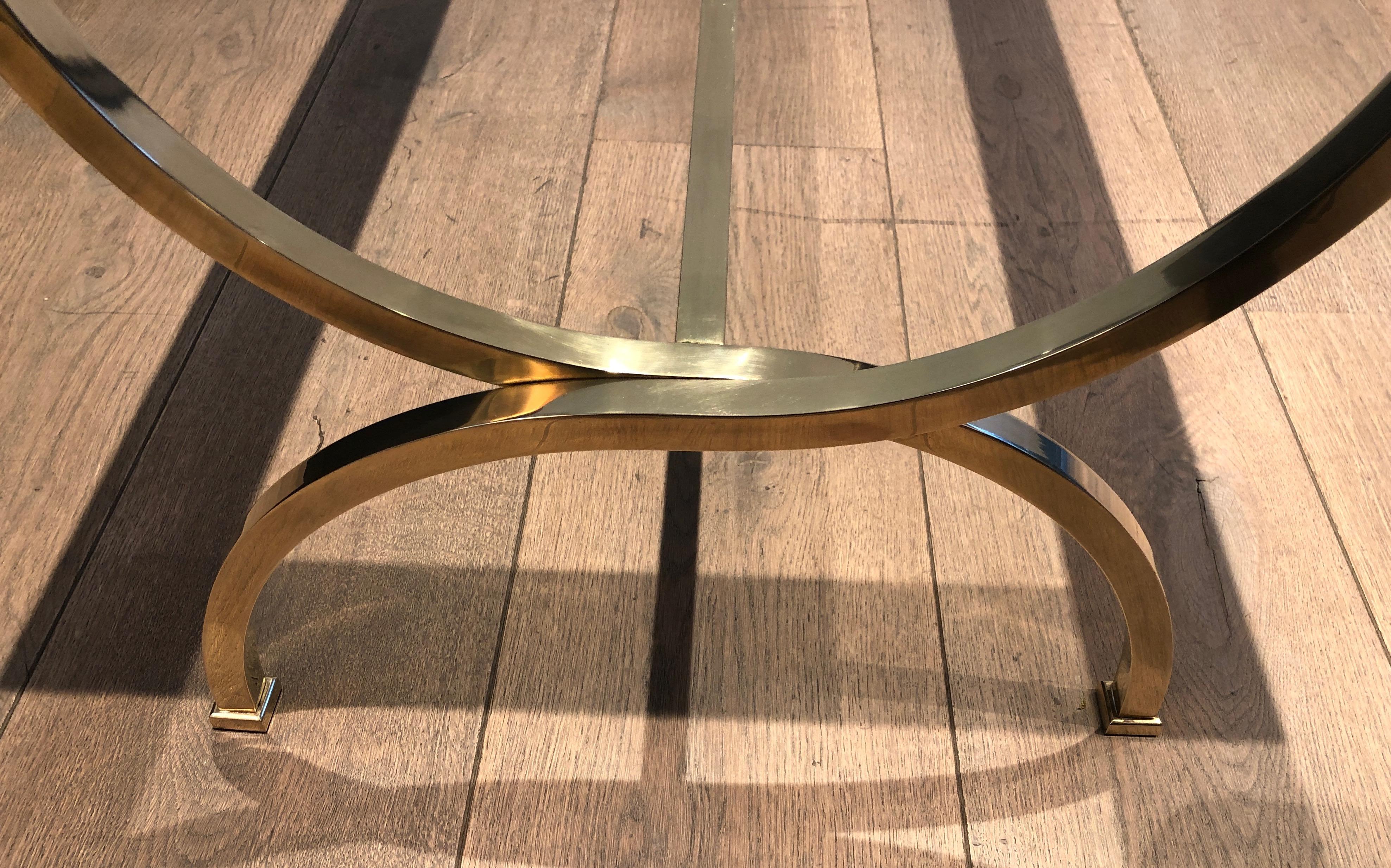 Large Neoclassical Style Brass Coffee Table Attributed to Maison Jansen For Sale 5