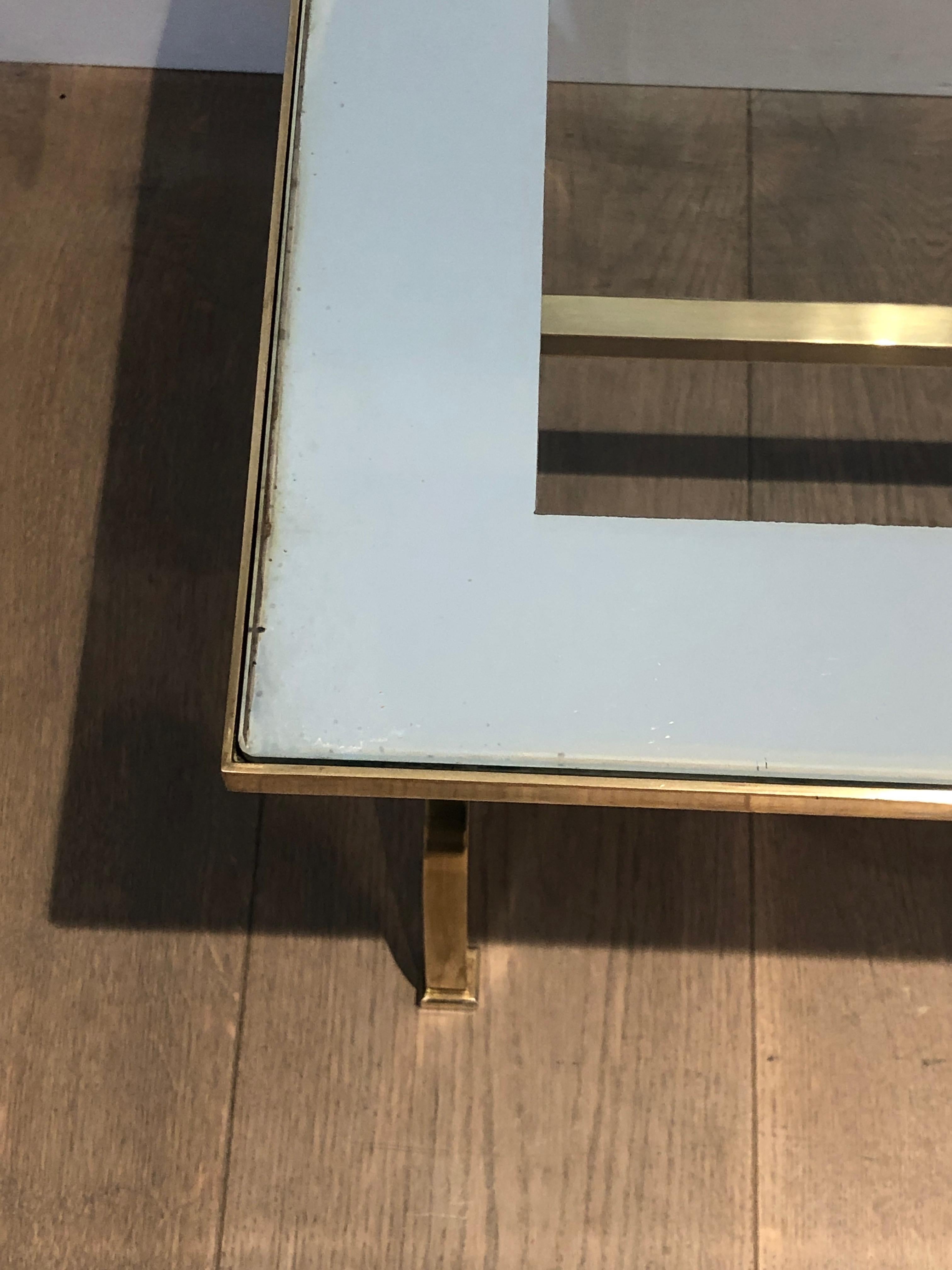 Large Neoclassical Style Brass Coffee Table Attributed to Maison Jansen For Sale 12