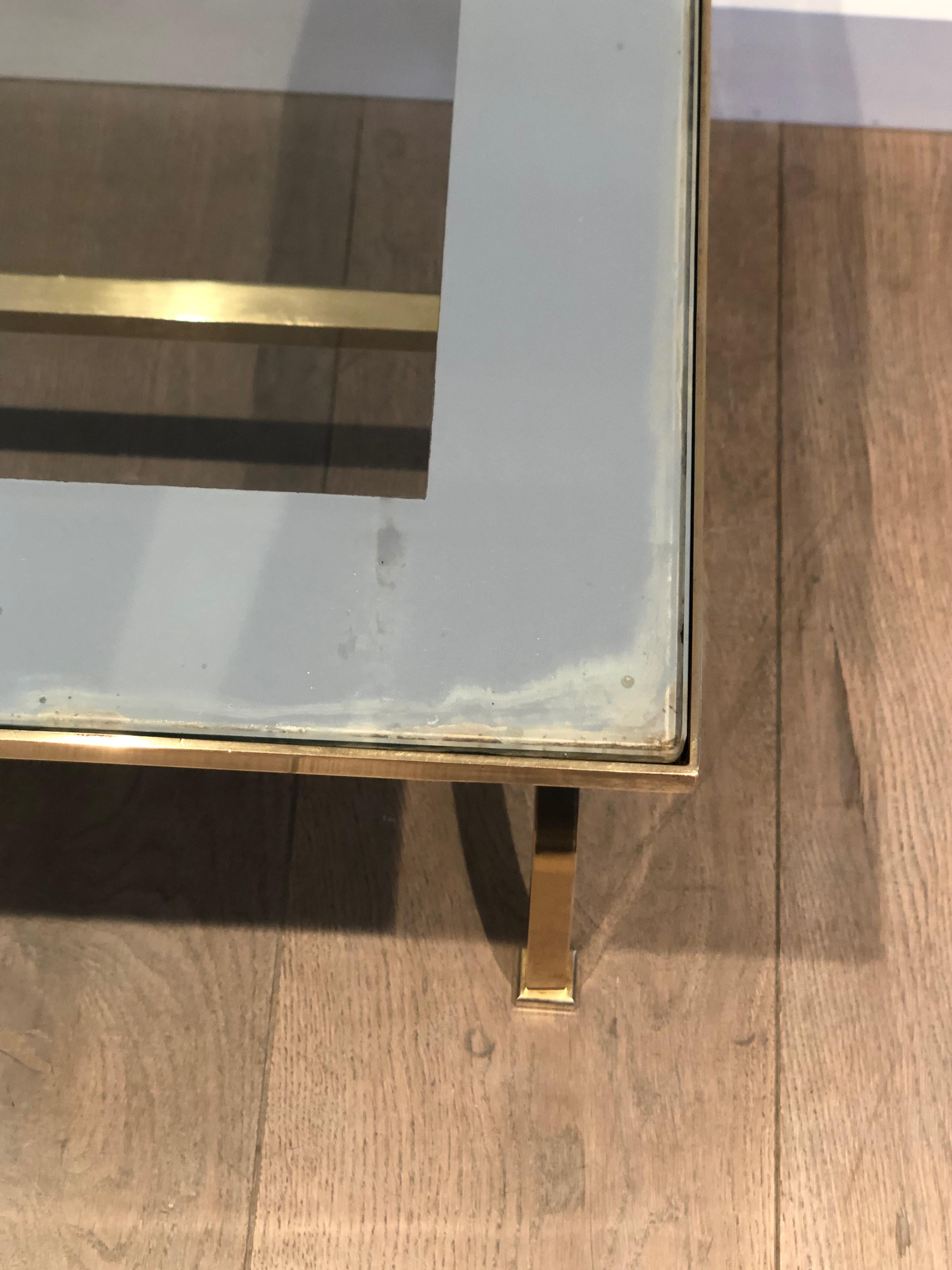 Large Neoclassical Style Brass Coffee Table Attributed to Maison Jansen For Sale 13