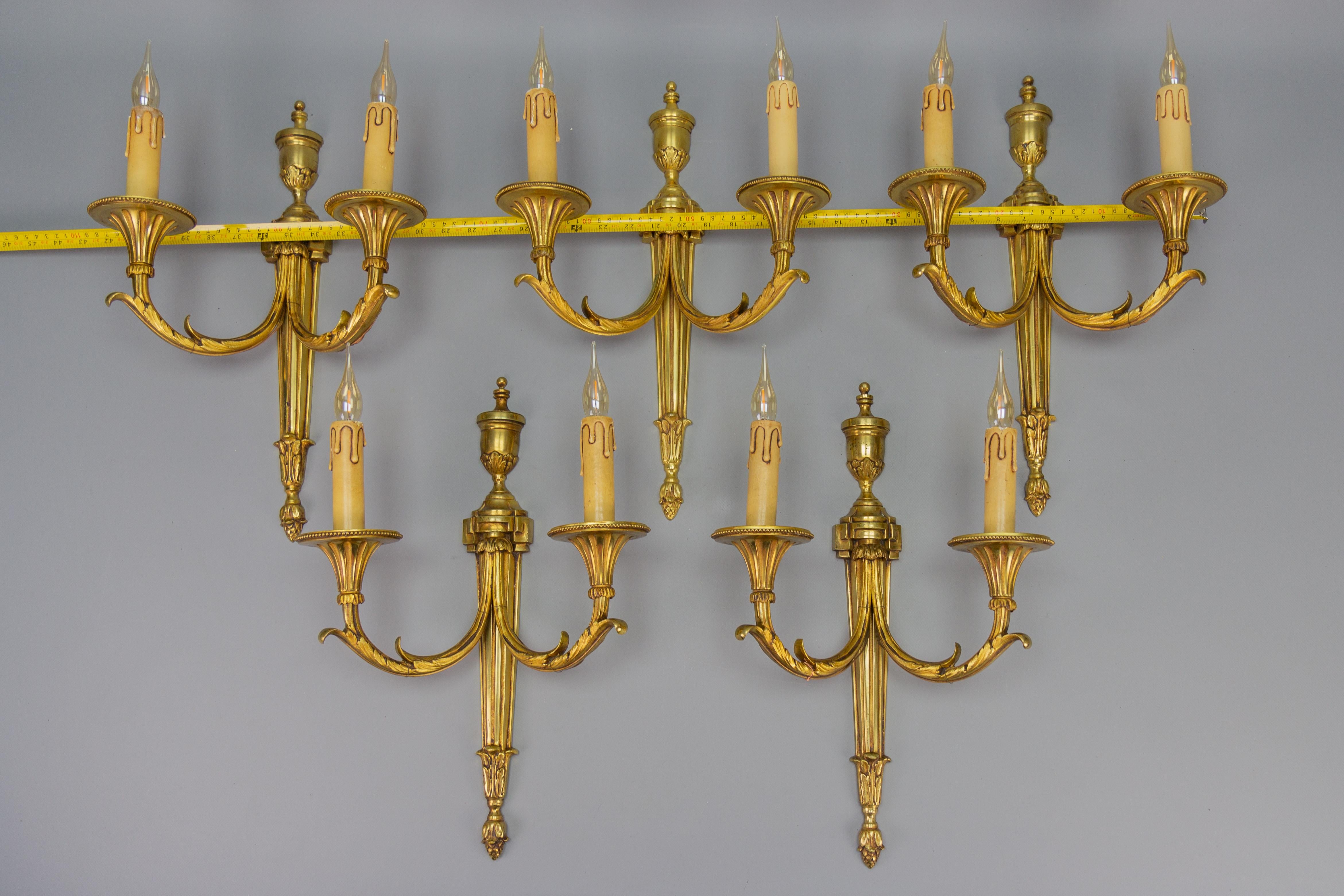 Large Neoclassical Style Bronze Double Arm Wall Sconce For Sale 15