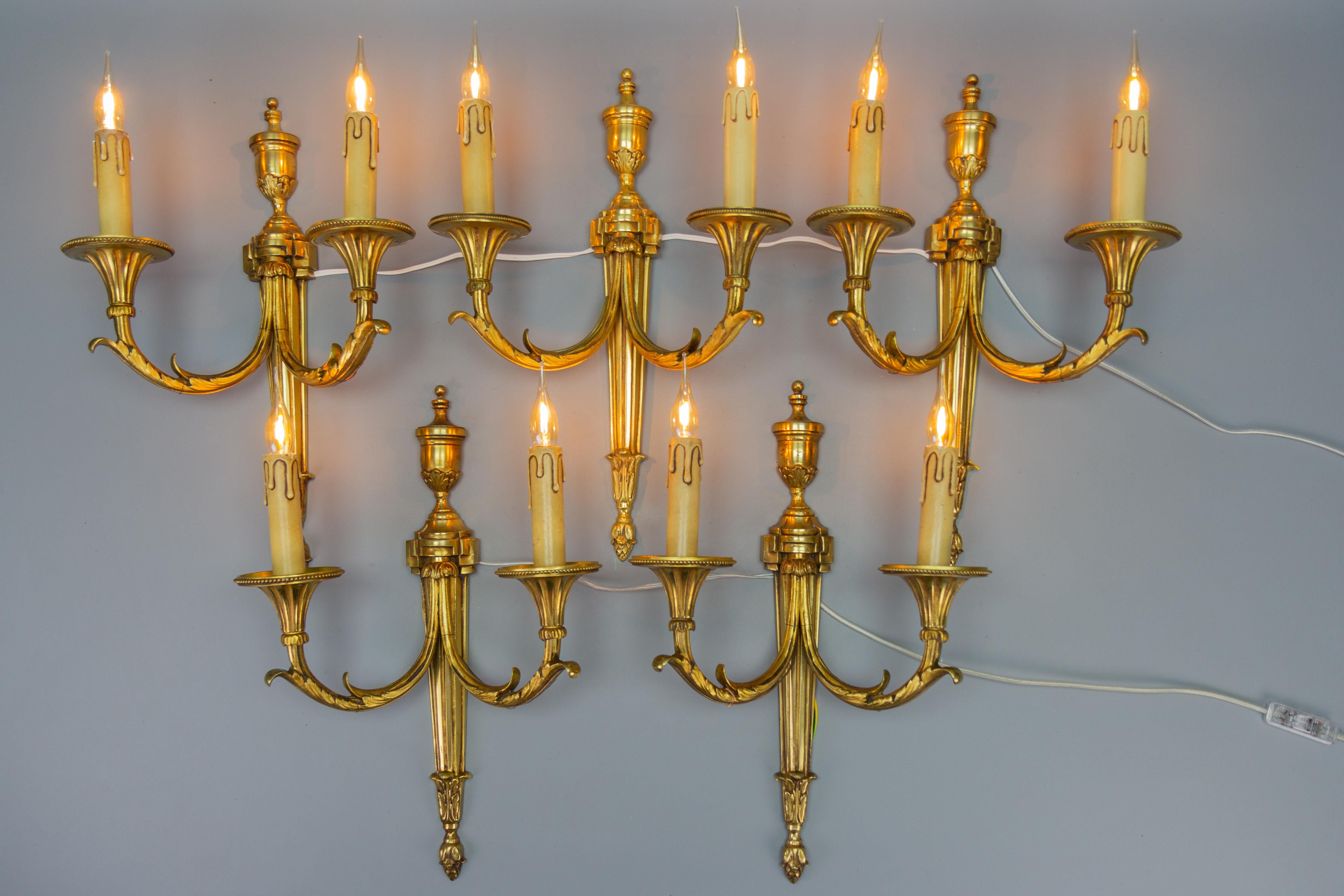 French Large Neoclassical Style Bronze Double Arm Wall Sconce For Sale