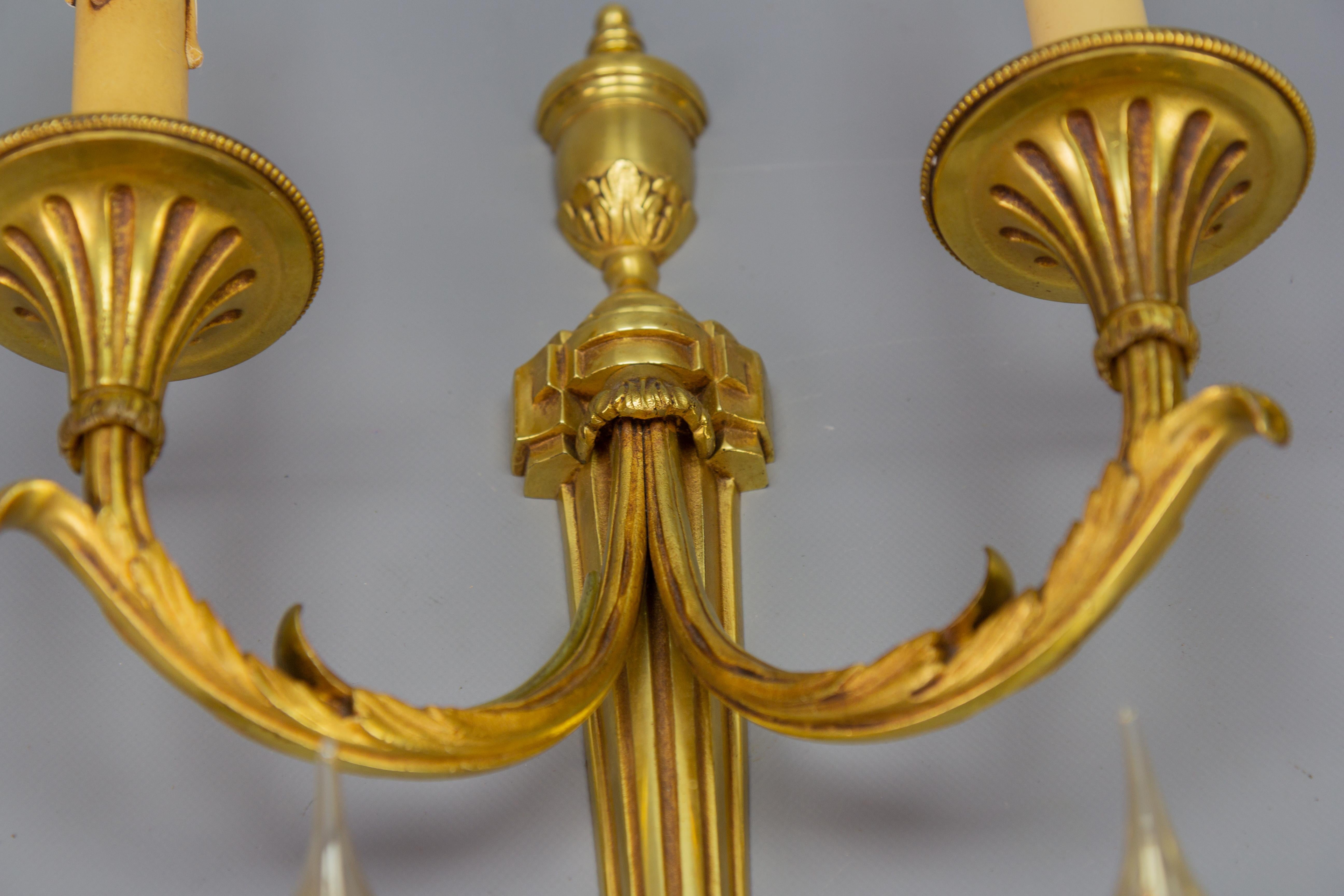 Large Neoclassical Style Bronze Double Arm Wall Sconce For Sale 3