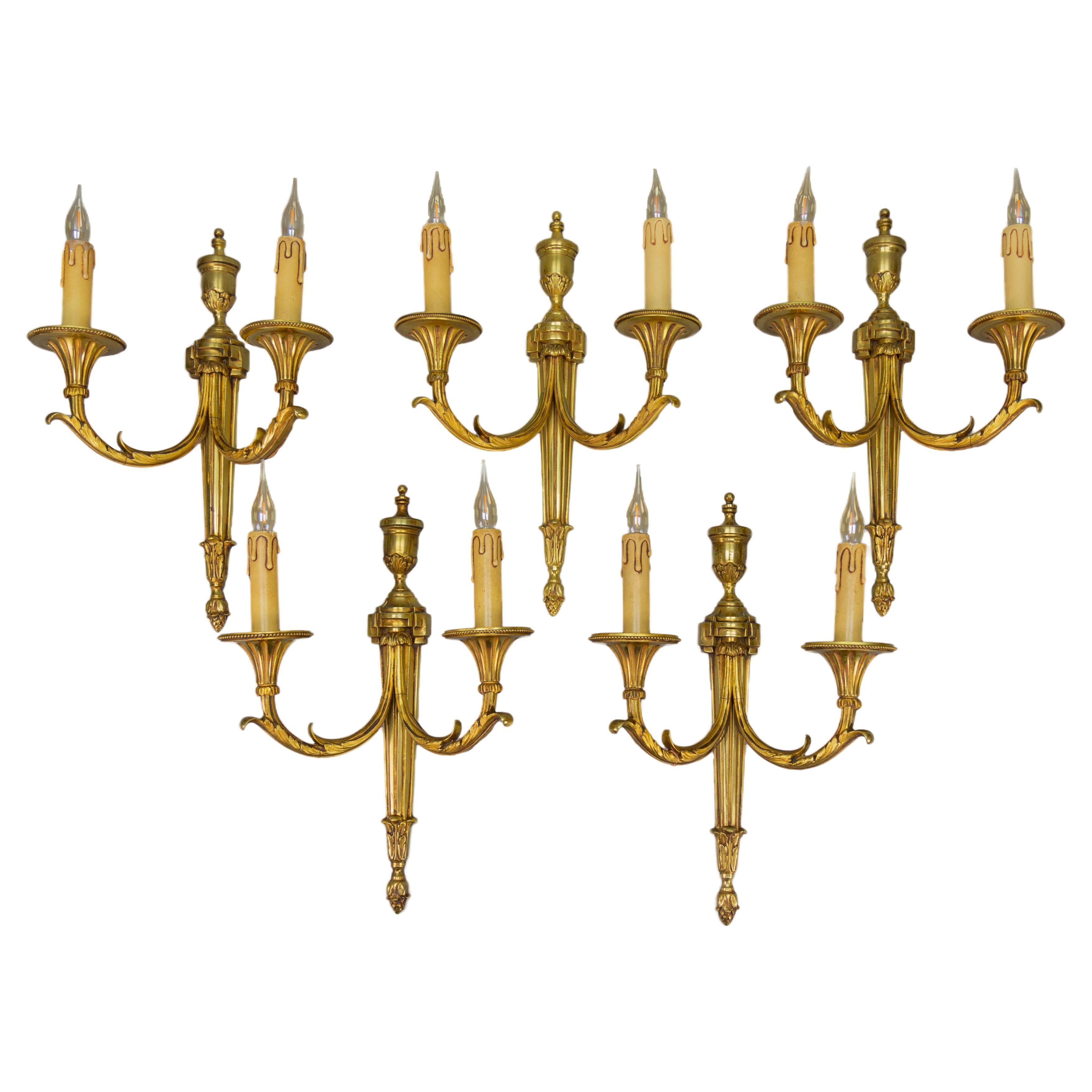 Large Neoclassical Style Bronze Double Arm Wall Sconce