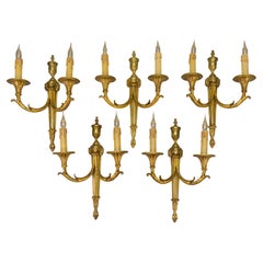 Vintage Large Neoclassical Style Bronze Double Arm Wall Sconce