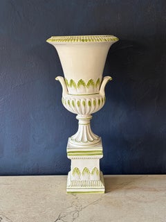 Large Neoclassical Style Ceramic Urn and Base