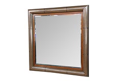 Grande specchio da parete in stile neoclassico, in legno ebanizzato e radiosa con intarsi a marquetry