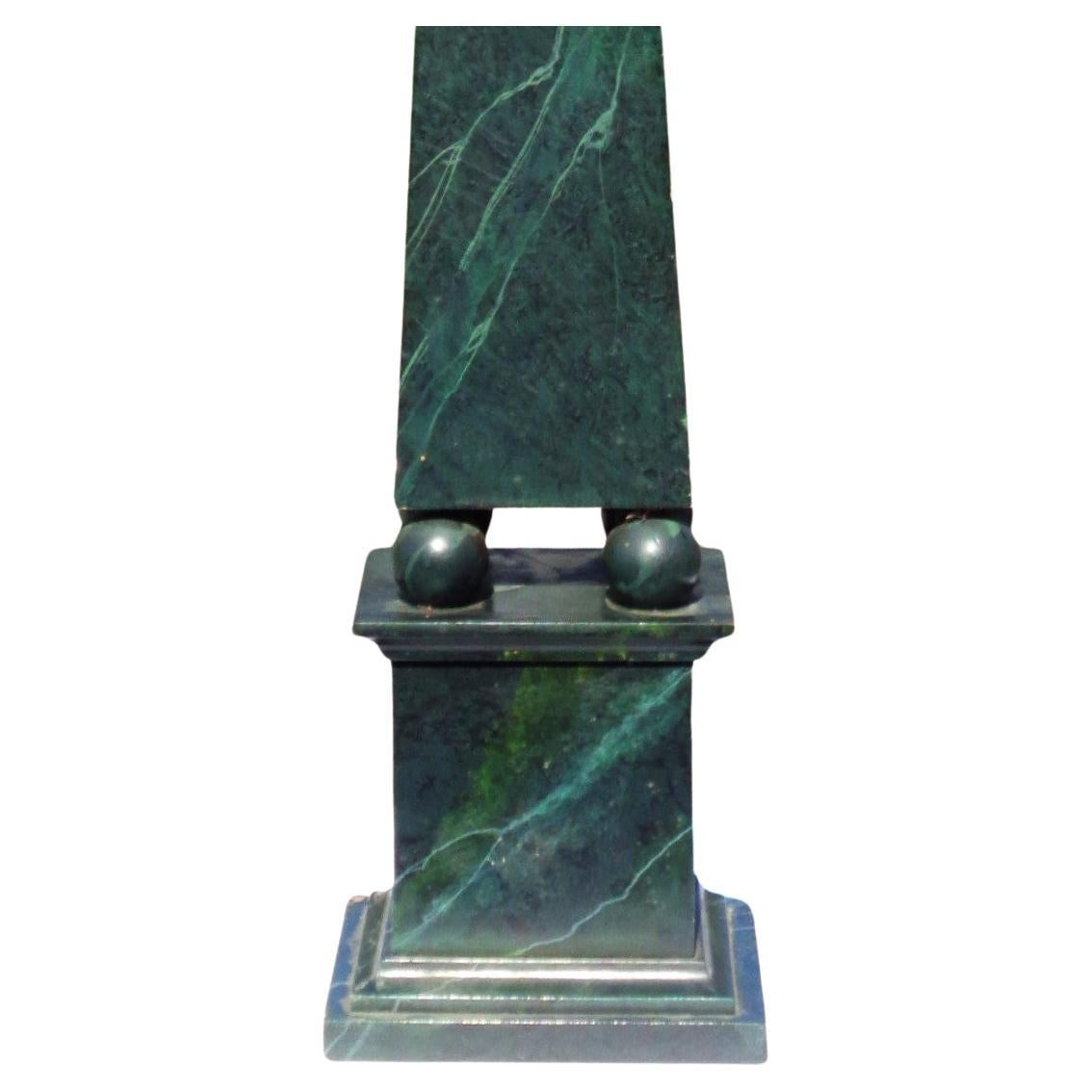 Large Neoclassical Style Faux Verde Antigua Marbleized Wood Obelisk, 1960's In Good Condition For Sale In Rochester, NY