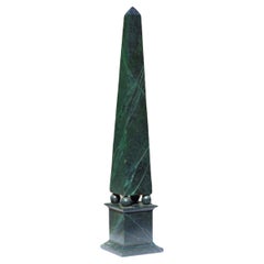 Vintage Large Neoclassical Style Faux Verde Antigua Marbleized Wood Obelisk, 1960's