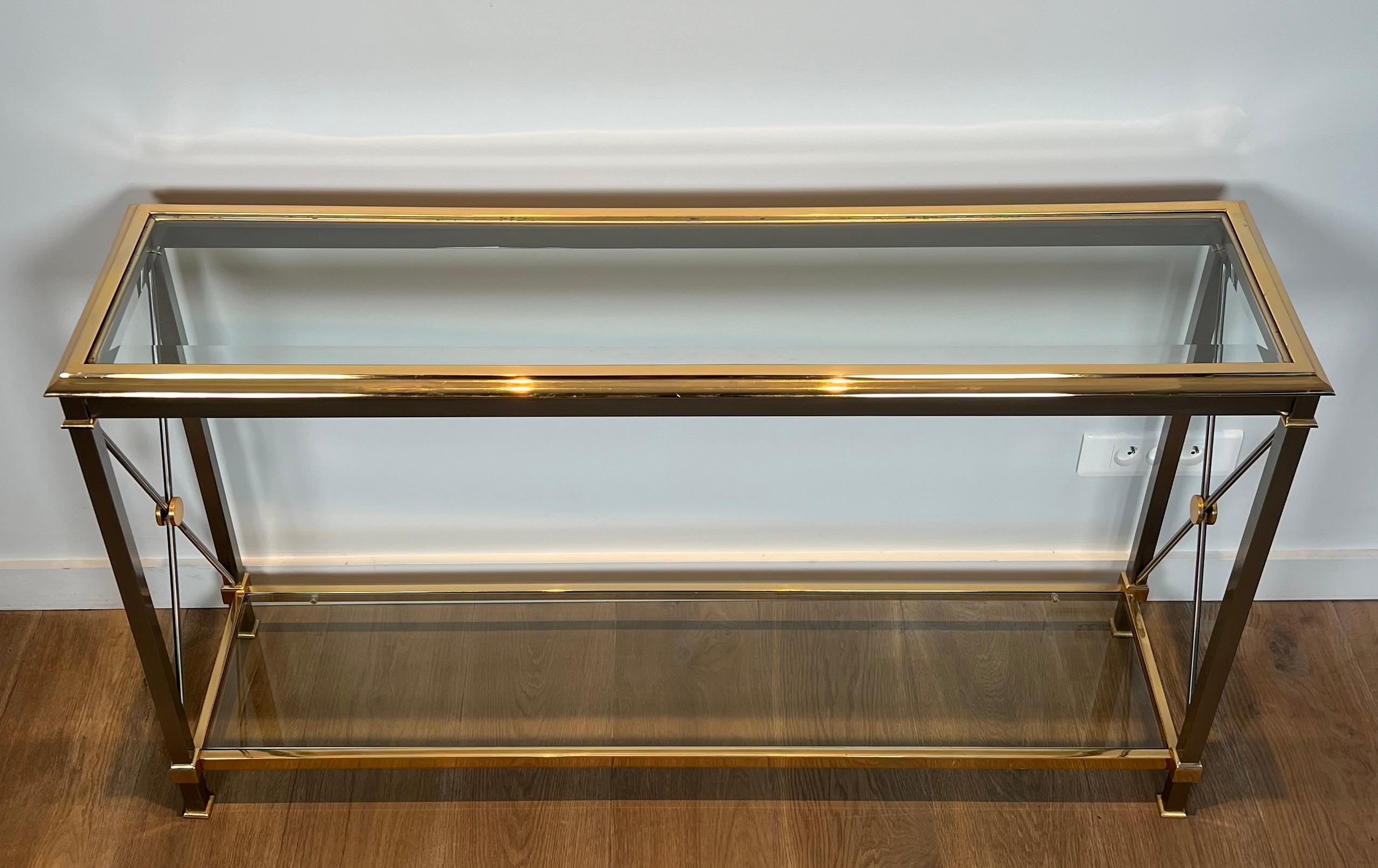 Gran consola de latón dorado y metal de cañón de estilo neoclásico Francés en venta