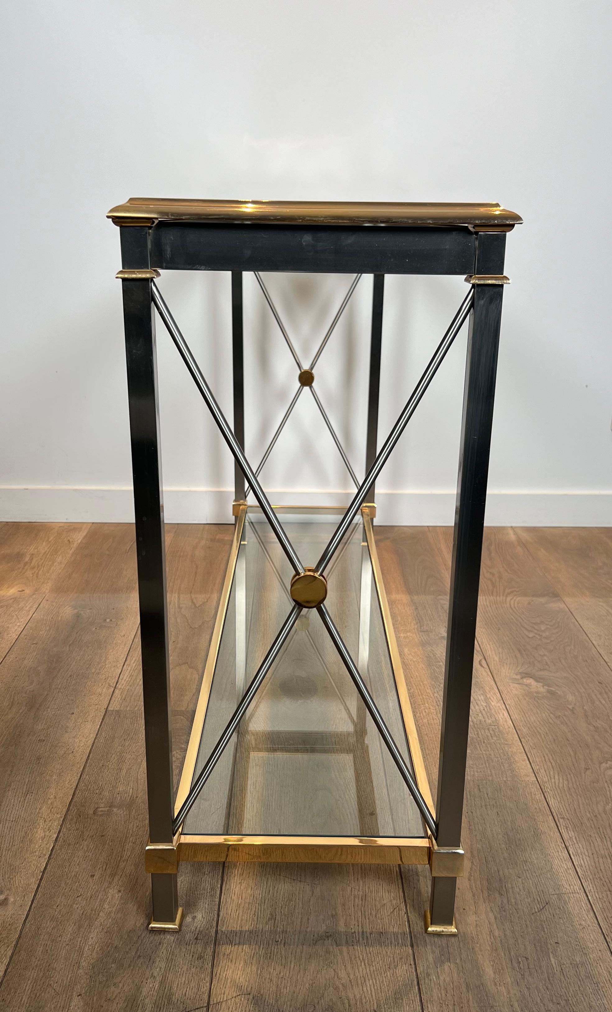 Gran consola de latón dorado y metal de cañón de estilo neoclásico finales del siglo XX en venta