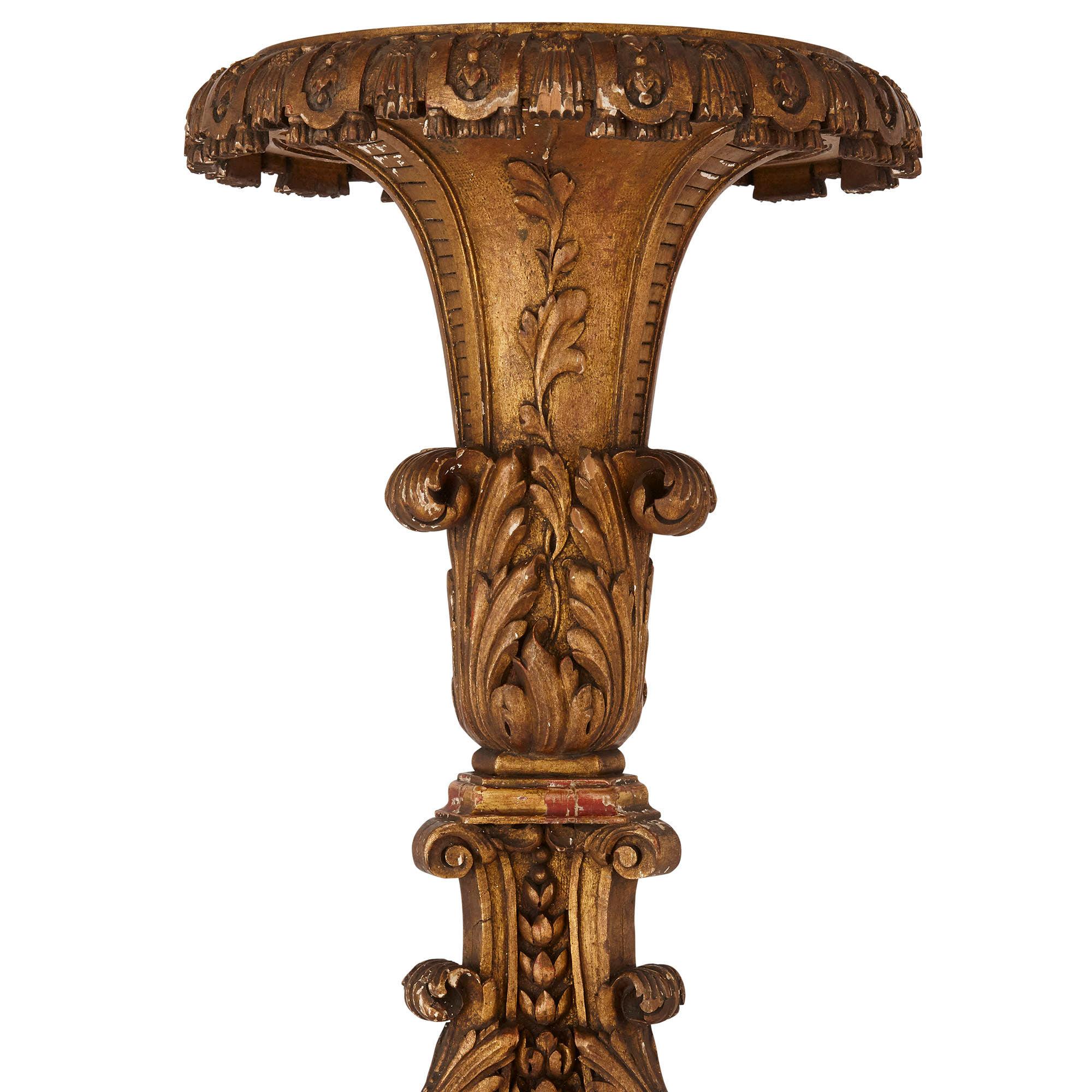 Large Neoclassical Style Giltwood Torchère In Good Condition For Sale In London, GB