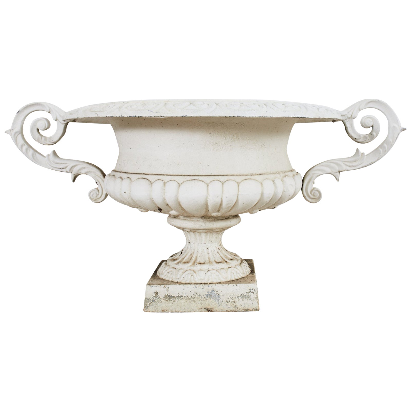 Large Neoclassical Style Painted Cast Iron Garden Urn