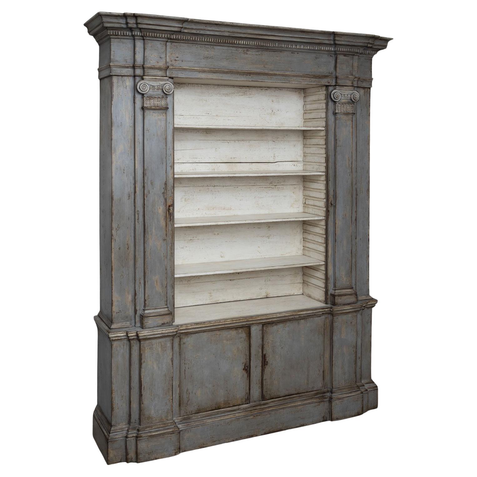 Large Neoclassical-style Painted Library Cabinet, 19th Century