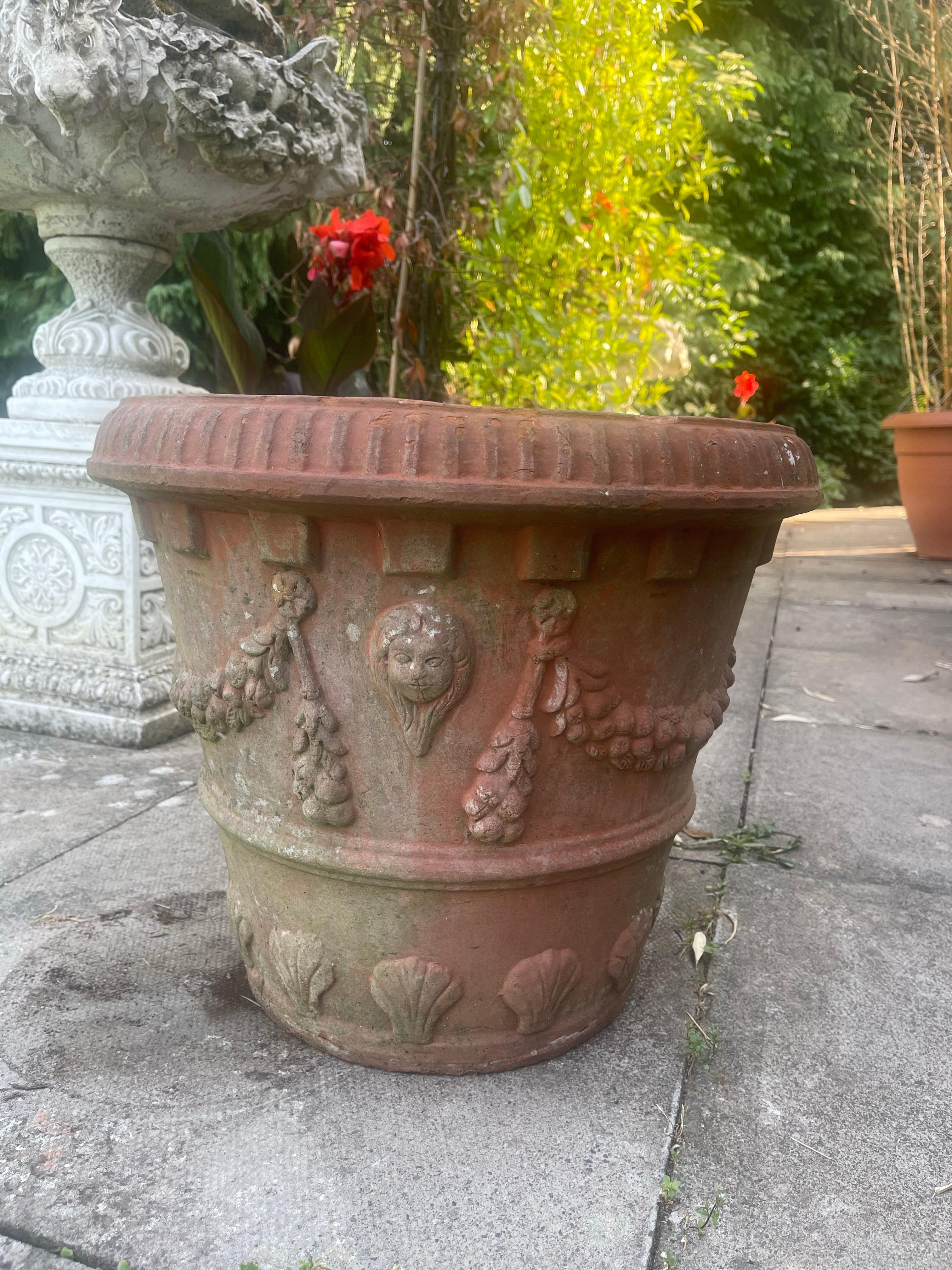 Großer Terrakotta-Gartentopf im neoklassischen Stil im Angebot 1