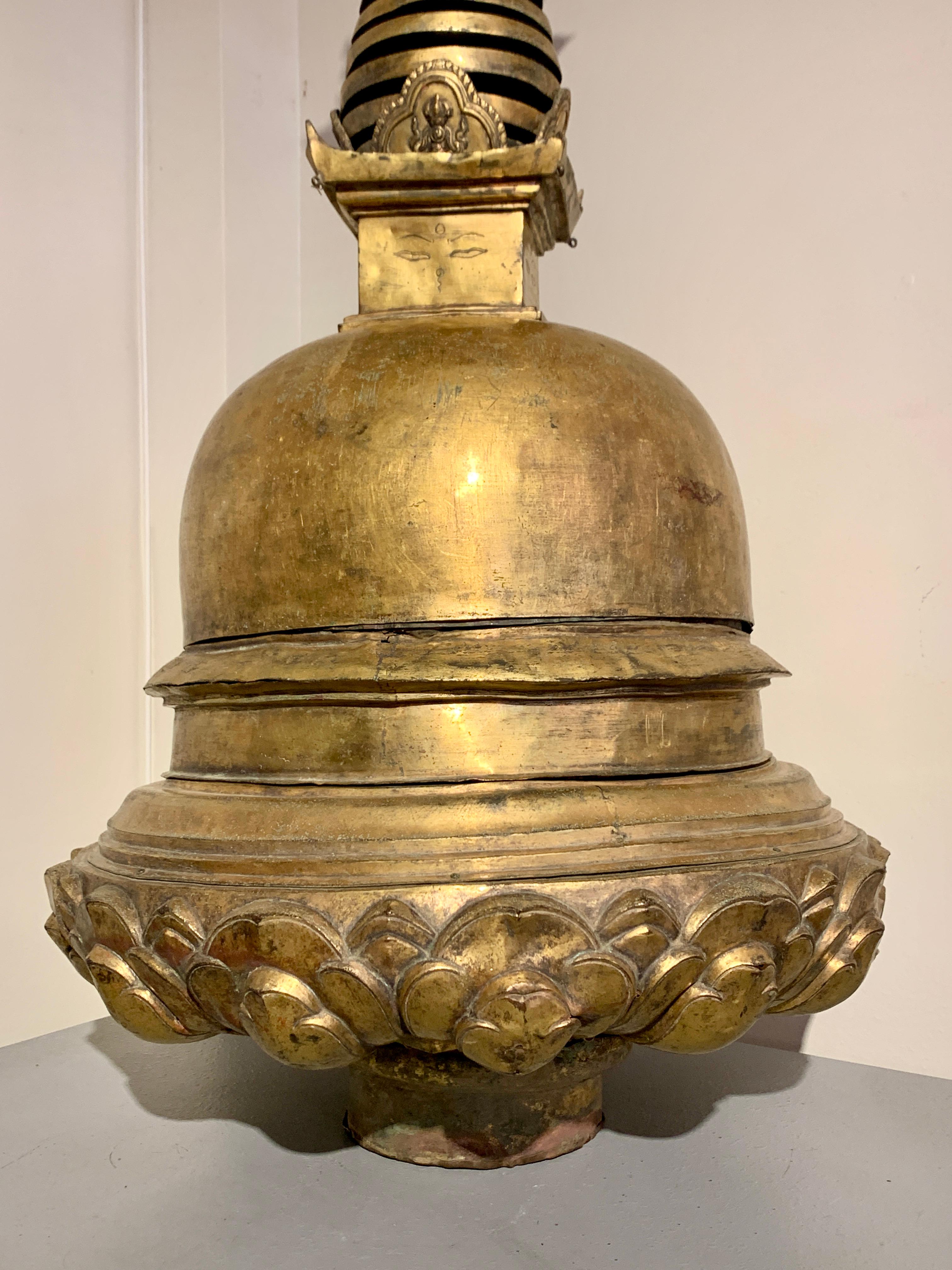 Large Nepalese Gilt Bronze Stupa, 16th/17th Century, Nepal 1
