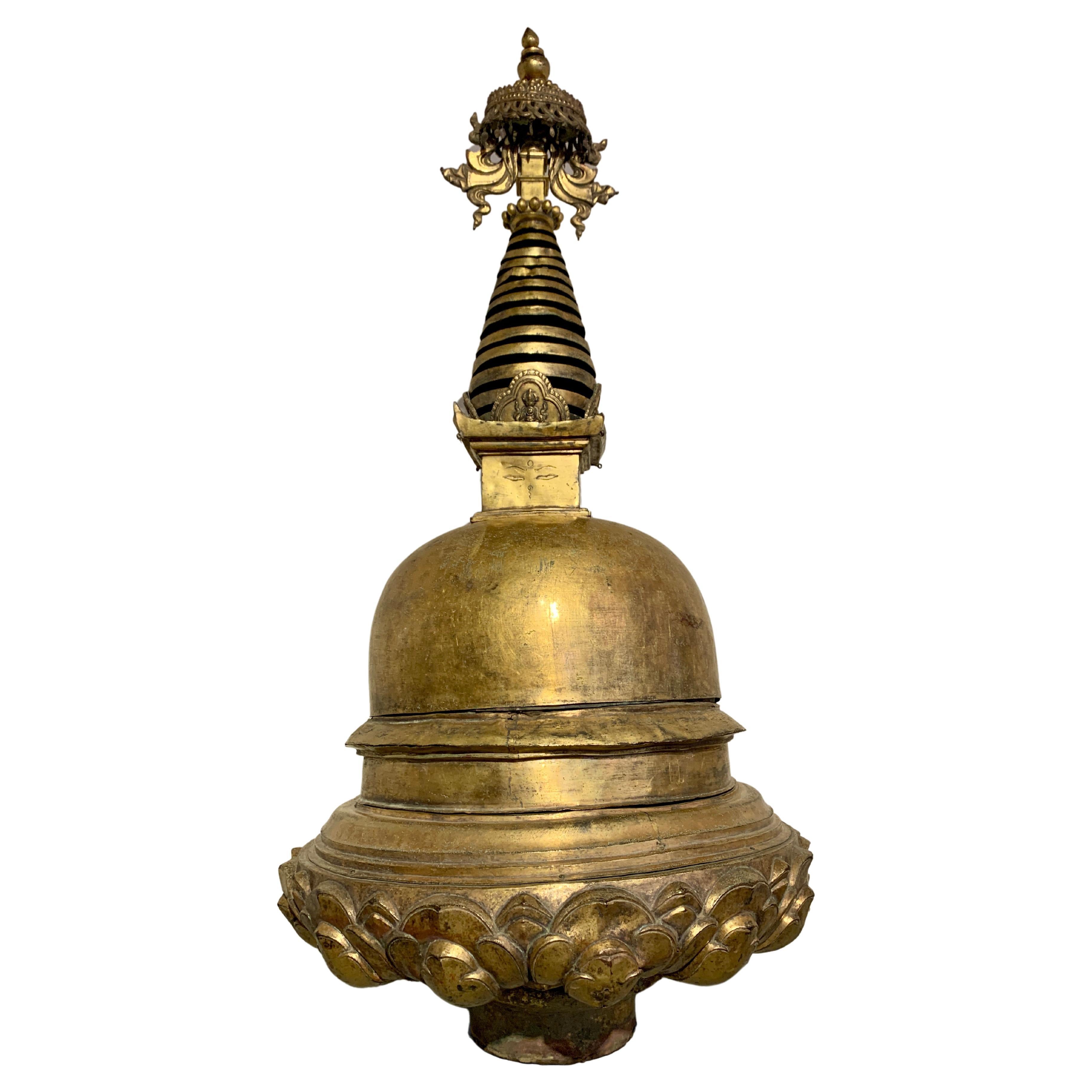 Large Nepalese Gilt Bronze Stupa, 16th/17th Century, Nepal