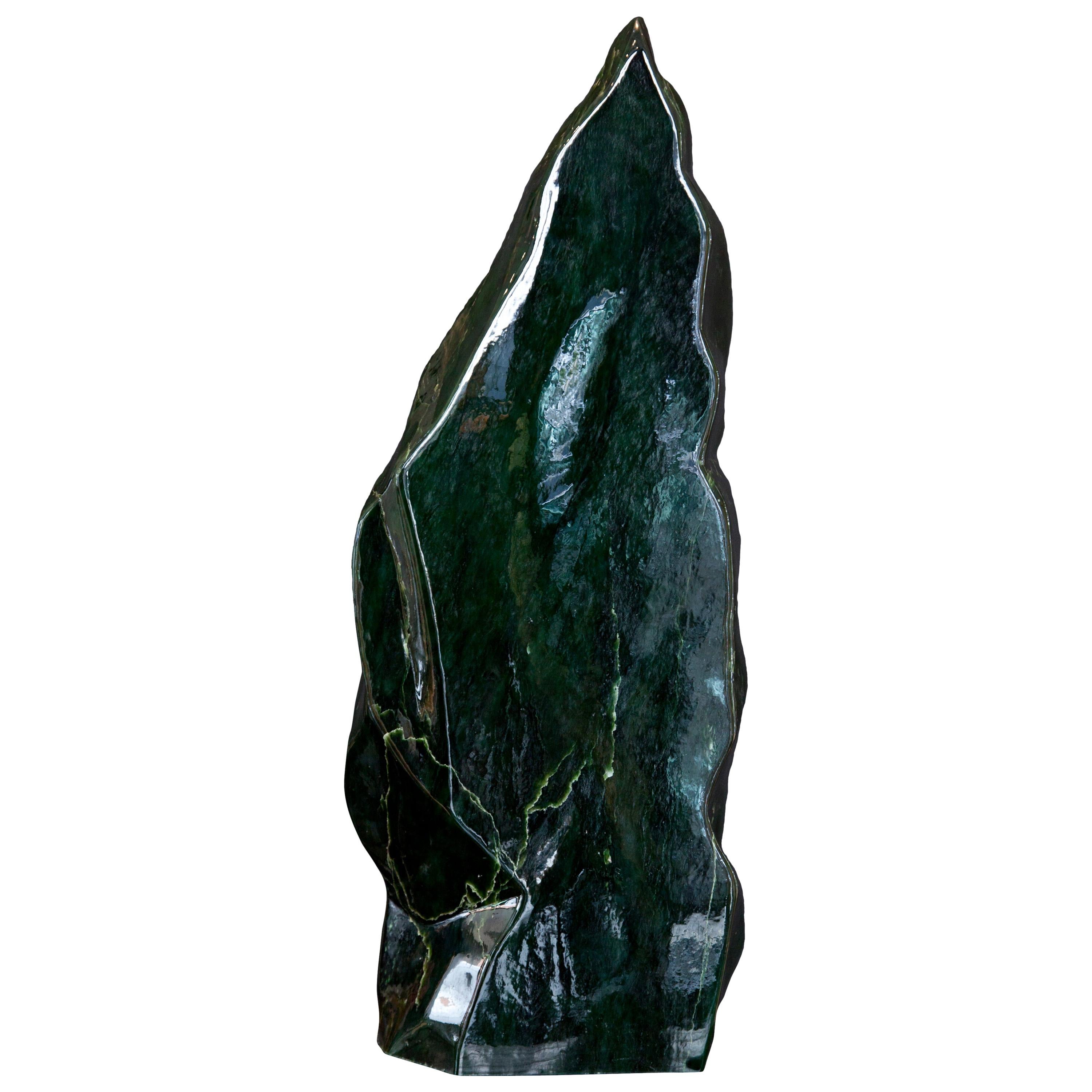 Large Inky-Green Nephrite Jade Freeform