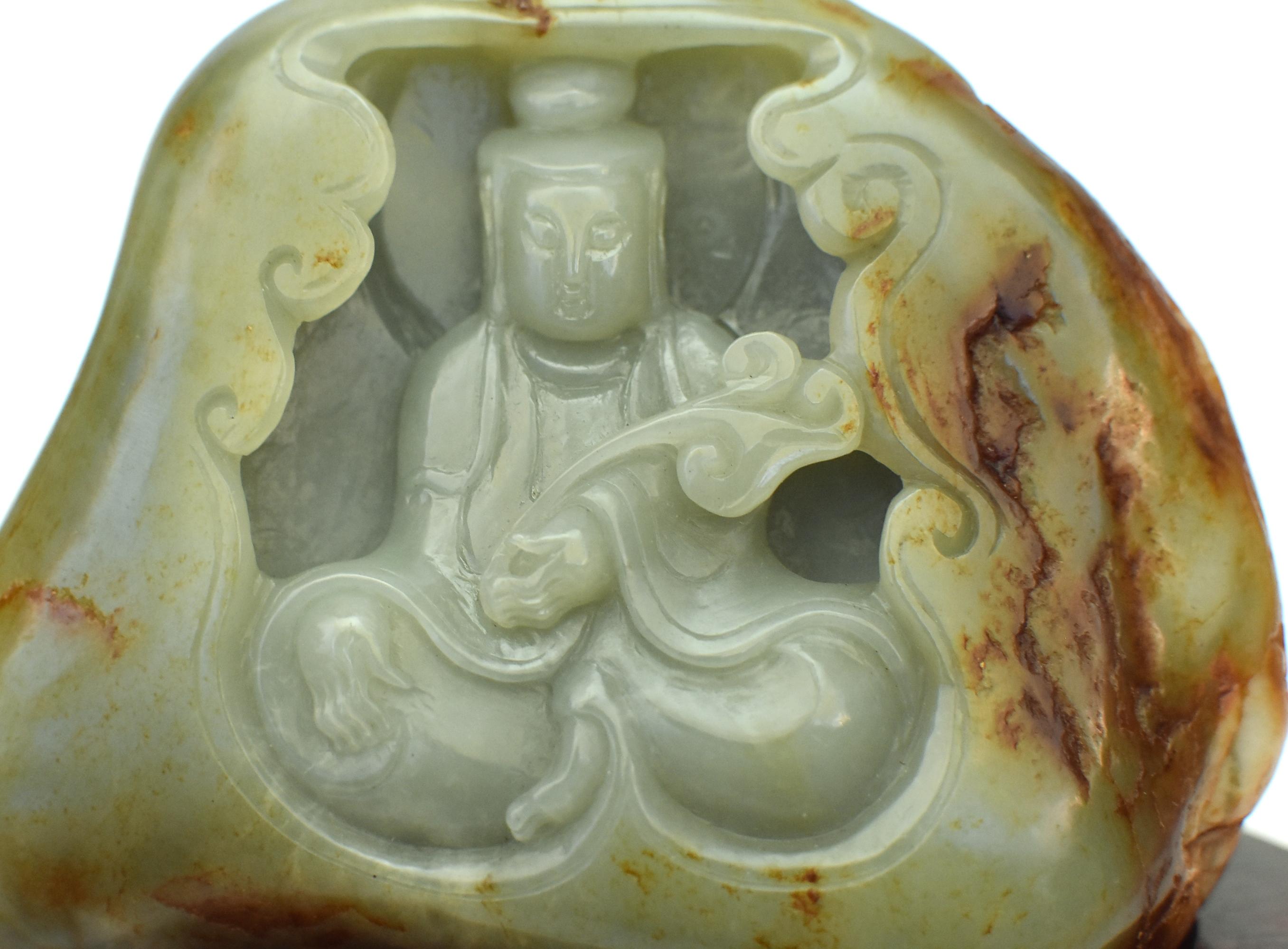 Large Nephrite Jade Kwan Yin Statue in Alcove 2
