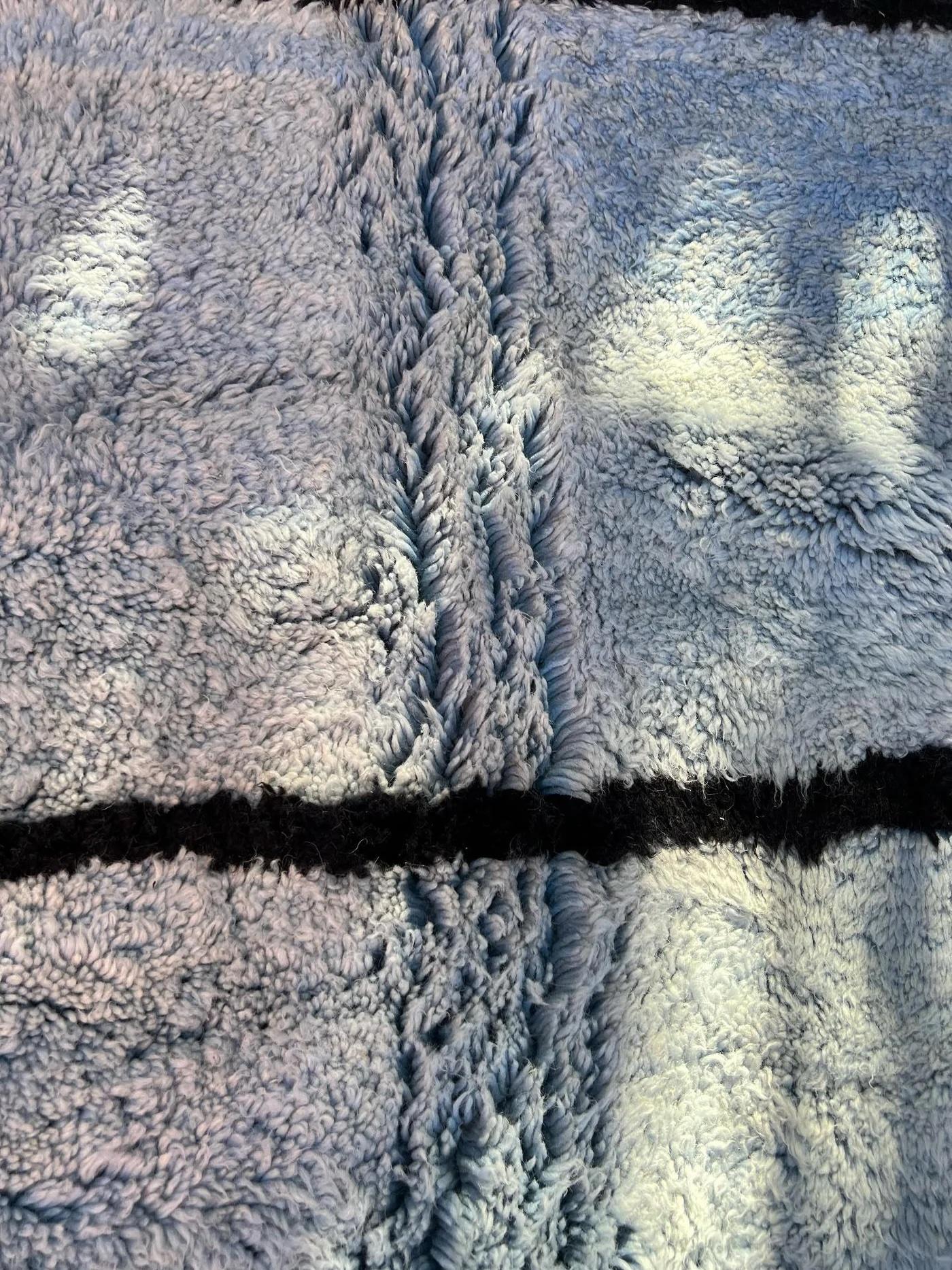 Contemporary Large Neutral Modern Moroccan Wool Beni M'Rirt Handwoven Rug in Abstract Design For Sale