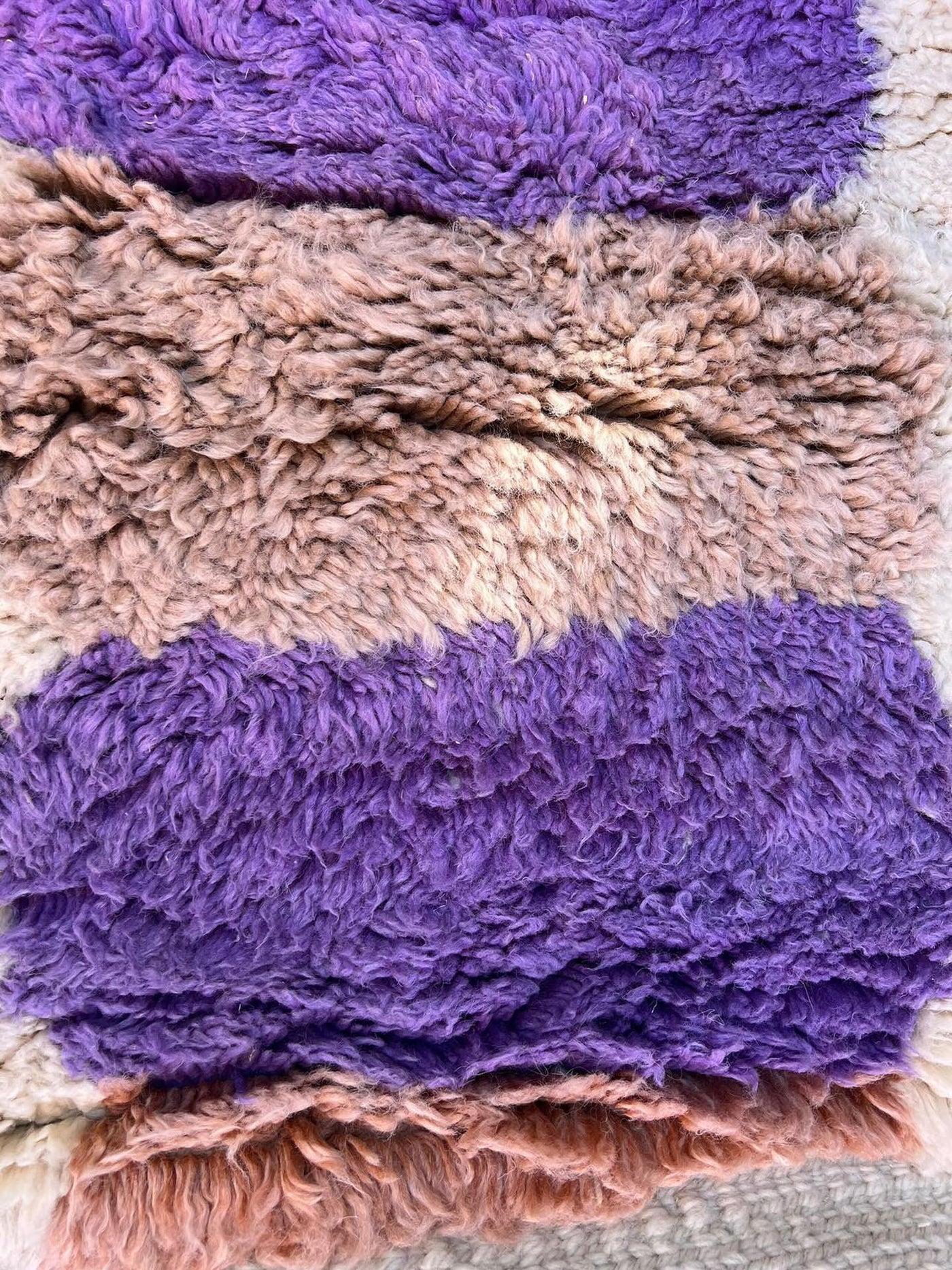 Contemporary Large Neutral Modern Moroccan Wool Beni M'Rirt Handwoven Rug in Abstract Stripes For Sale
