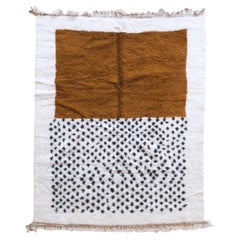 Large Neutral Modern Moroccan Wool Boujaad Handwoven Rug w/ Colorblocked Design