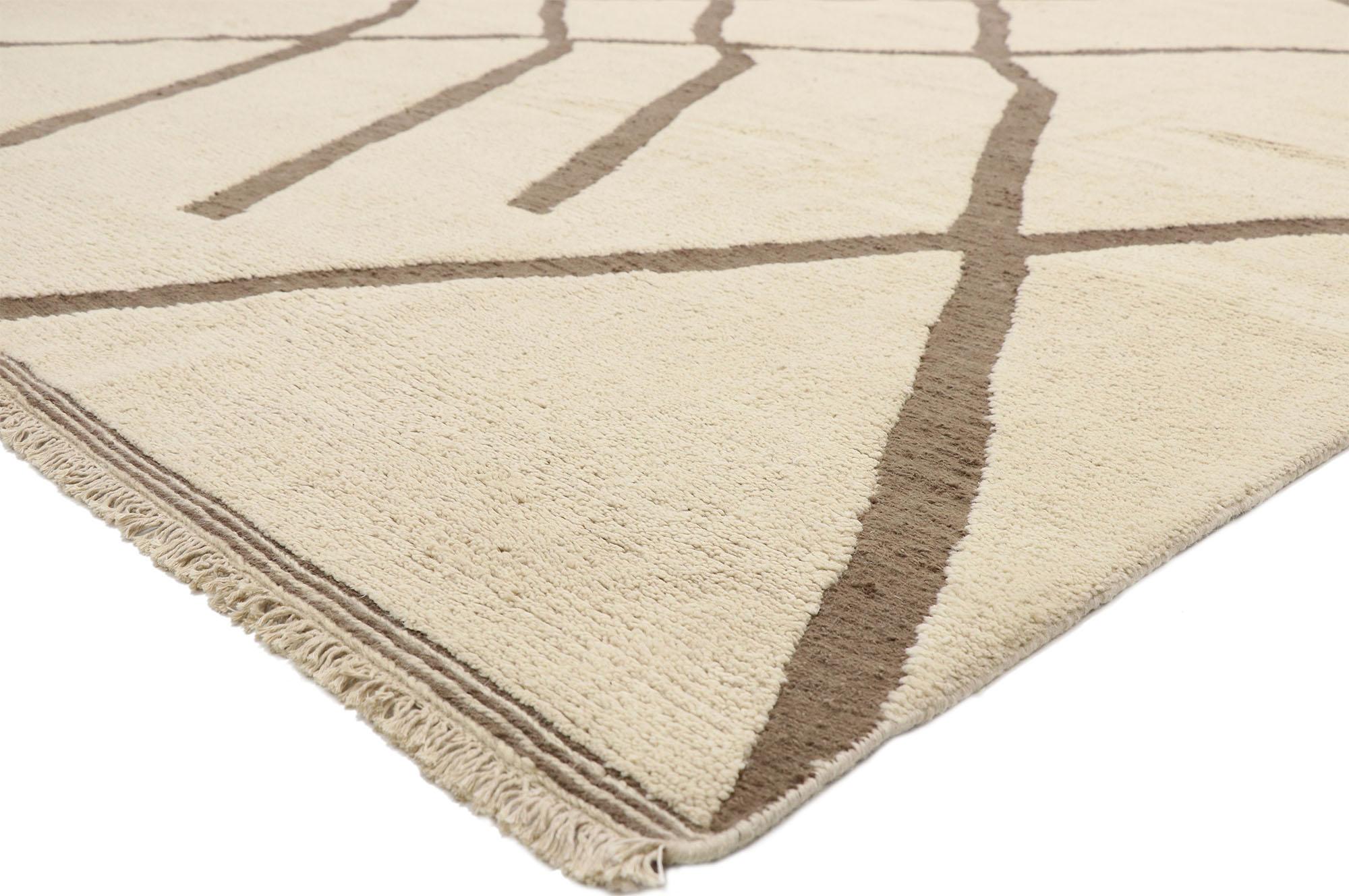 80528 Organic Modern Moroccan Rug, 09'11 x 13'08.
Wabi-Sabi meets organic modern style in this neutral Moroccan area rug. The perfectly imperfect lattice and earthy tones woven into this piece work together to provide a feeling of cozy contentment