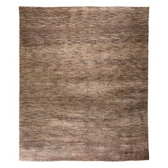 Large Neutral Soft Brown Contemporary Gabbeh Persian Wool Rug