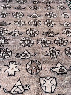 Large Neutral Taupe Modern Moroccan Wool Rug with Abstract Berber Design