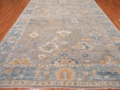 Large New Hand-Knotted Wool Turkish Oushak Rug