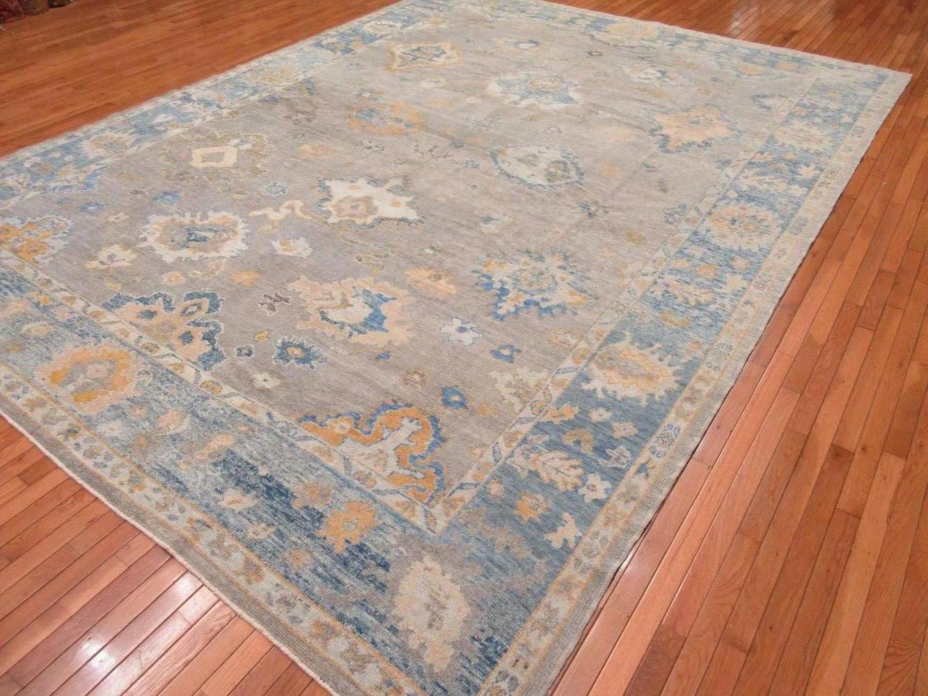 Large New Hand-Knotted Wool Turkish Oushak Rug For Sale 2