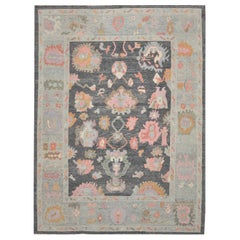 Large New Hand Knotted Multi Color Wool Turkish Oushak Rug