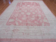 Large New Hand-Knotted Wool Red Color Oushak Rug