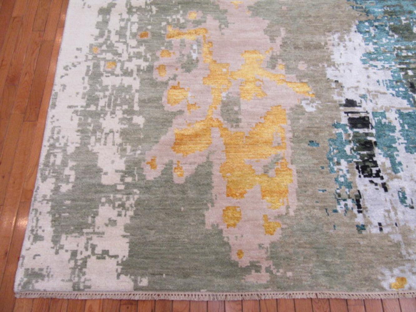 Hand-Knotted Large New Handmade Modern Contemporary Design Rug
