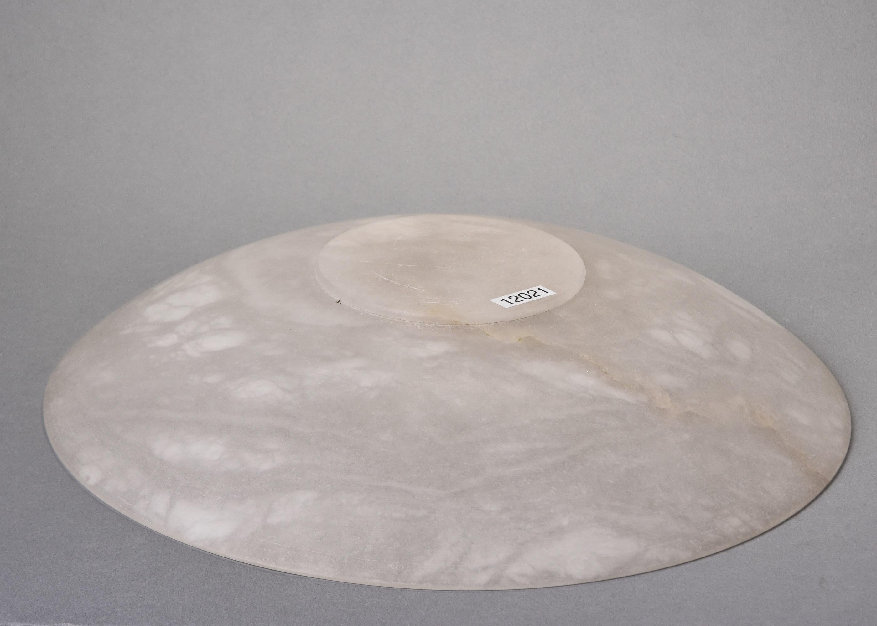 Grand bol à parois minces en albâtre blanc italien New Italian Alabaster Bowl en vente 1