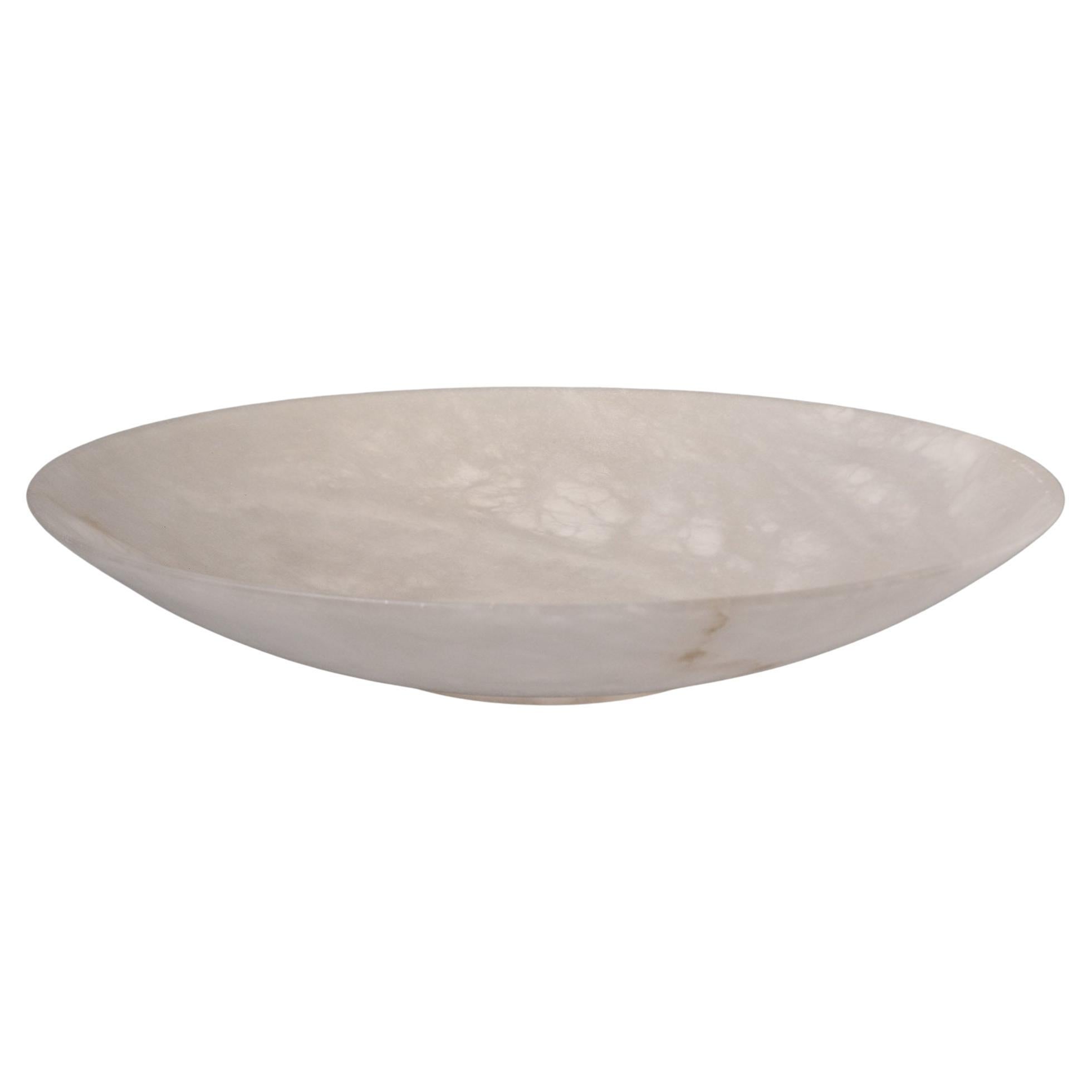 Grand bol à parois minces en albâtre blanc italien New Italian Alabaster Bowl en vente