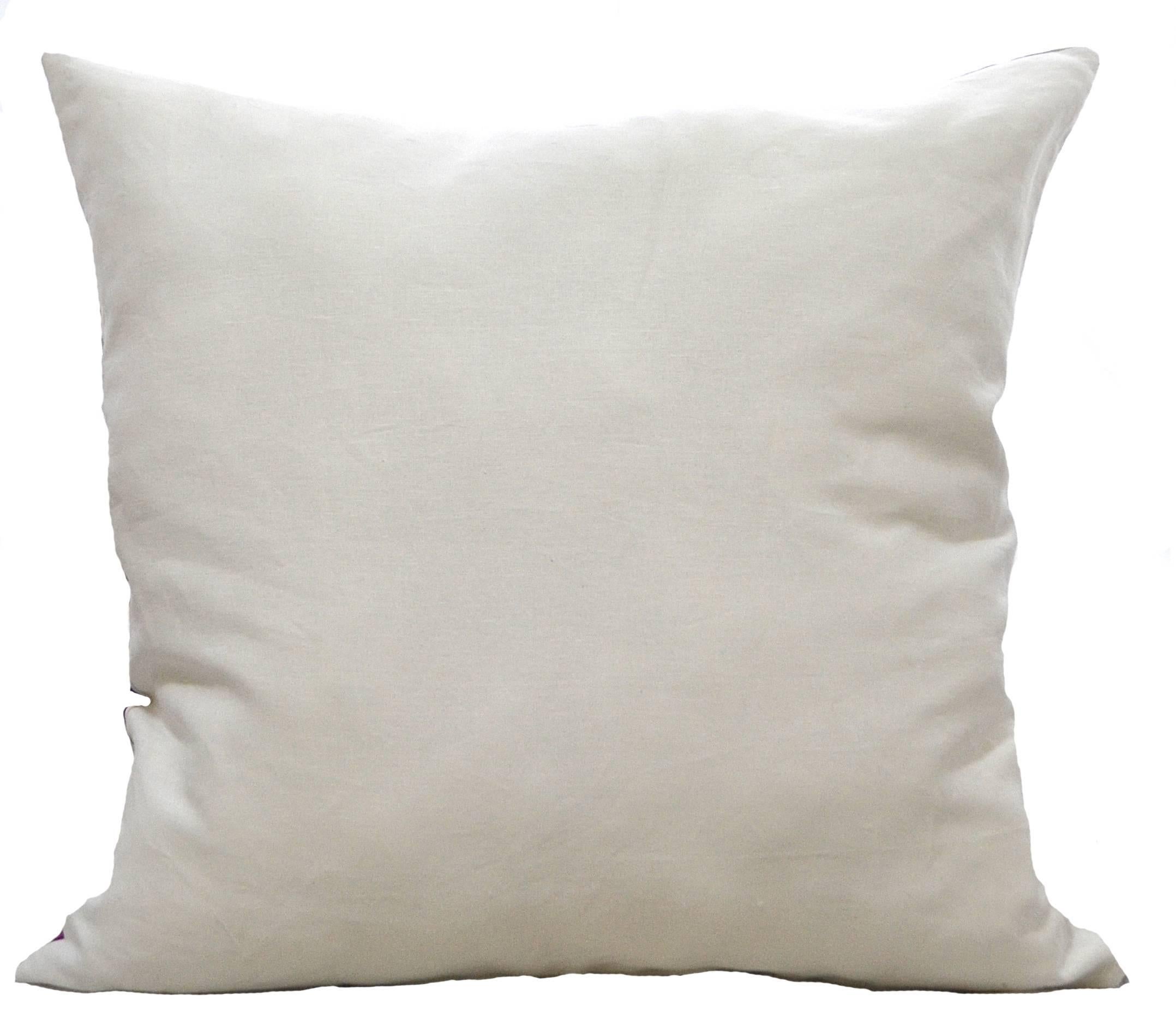 Beige Louis Vuitton Large LV multicolored Blanc Silk And Linen Pillow  For Sale