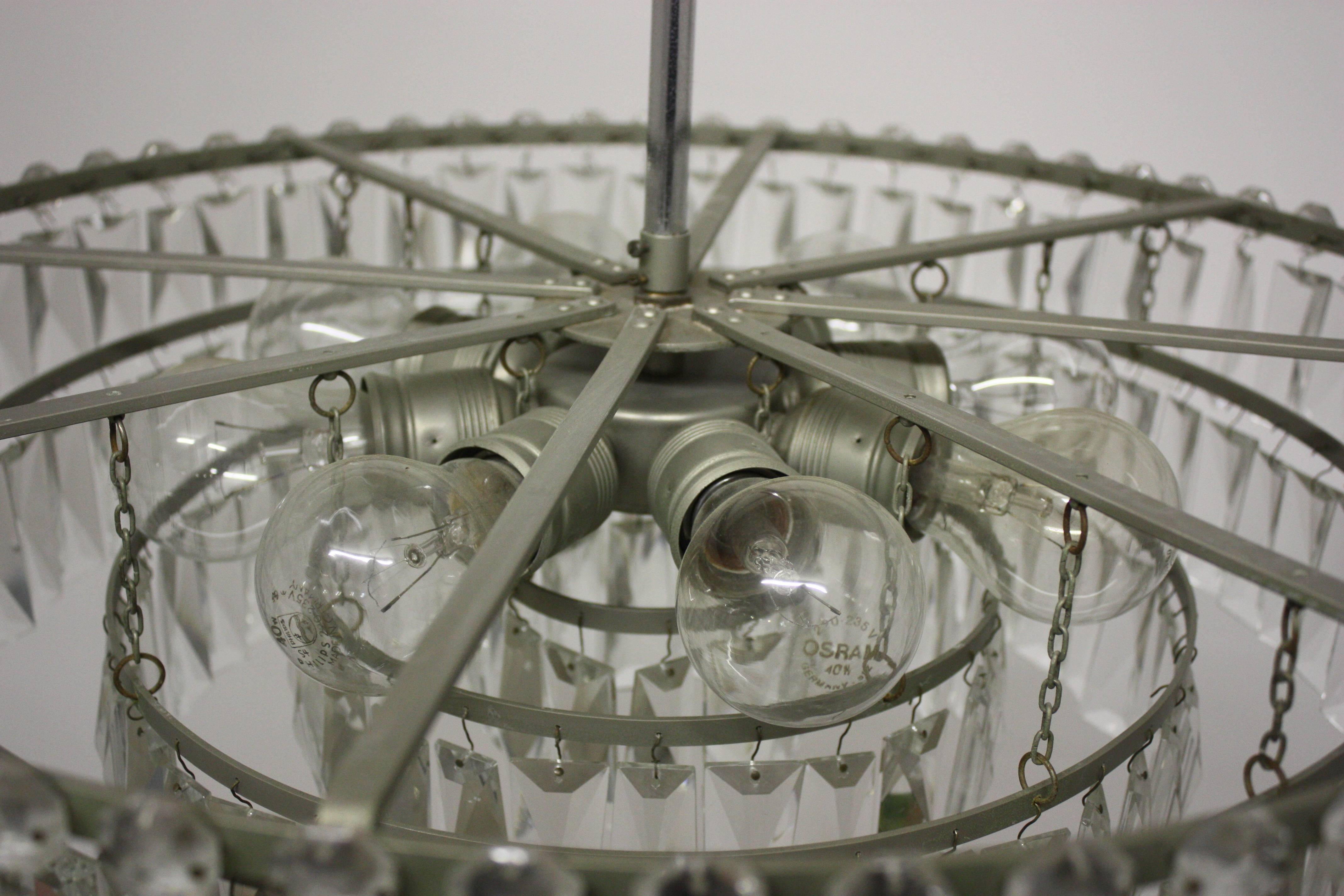 Mid-20th Century Large Nickel and Glass Chandelier attr. to Bakalowits, Austria, circa 1960s