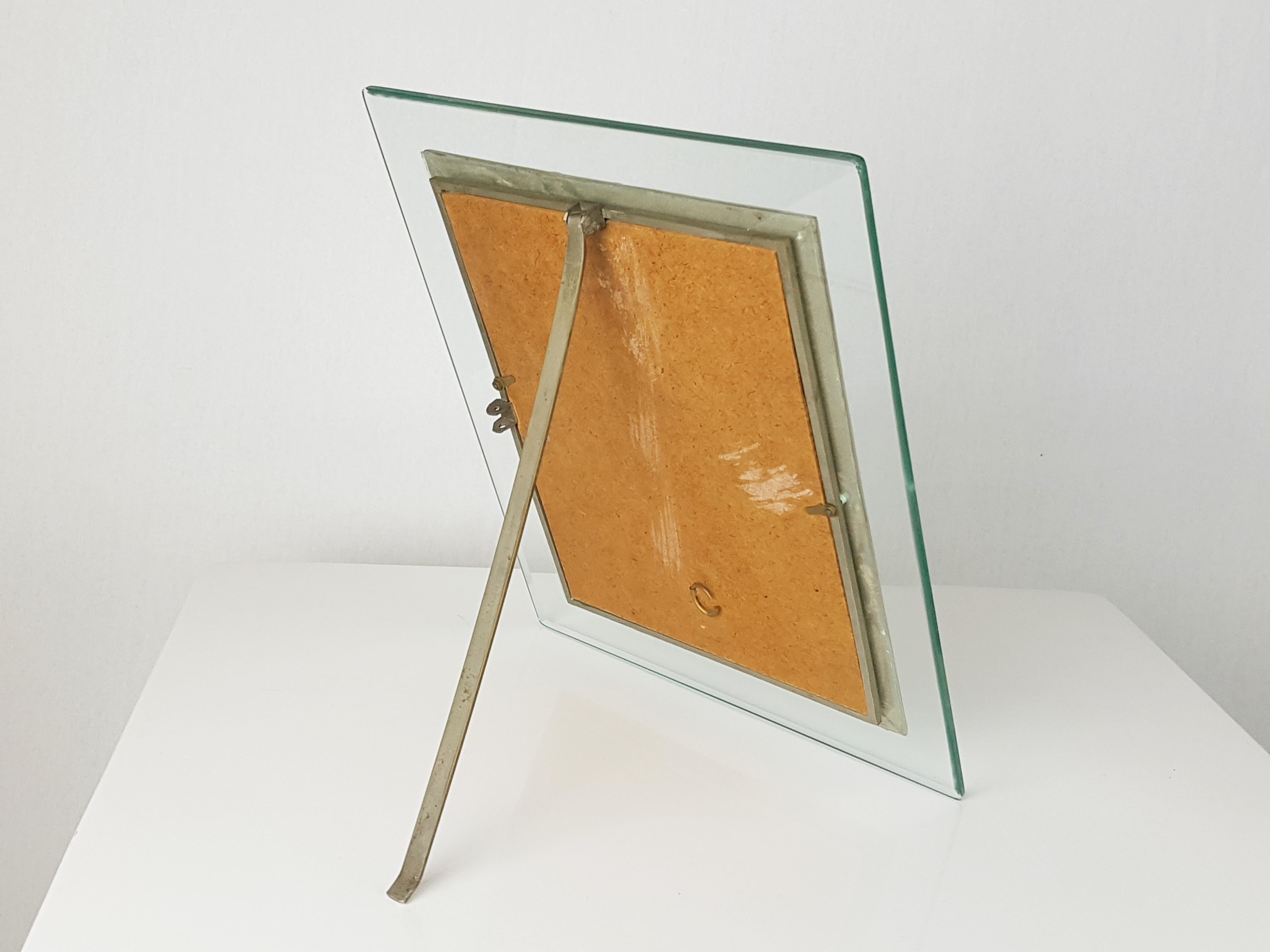 Mid-20th Century Large Nickel-Plated, Brass & Glass Mid-Century Modern Picture Frames, Set of 2 For Sale
